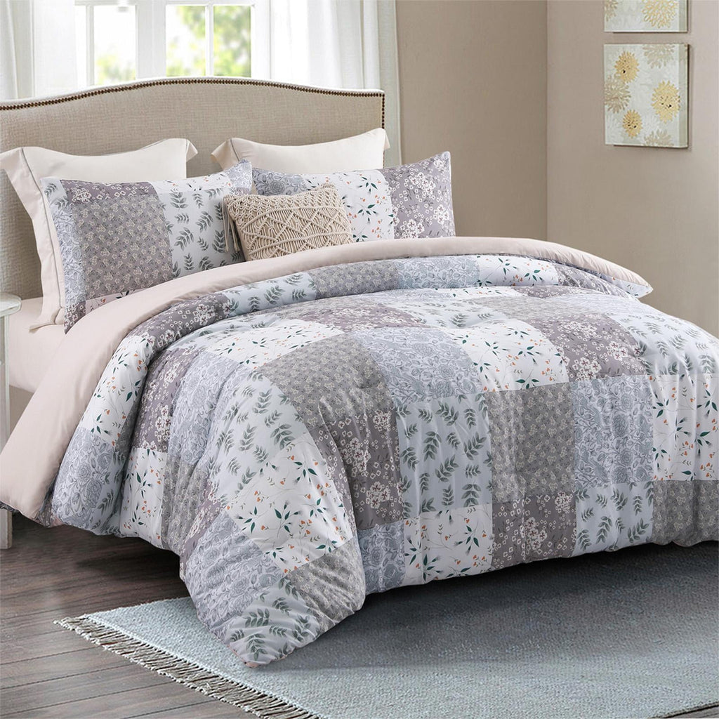Heavyweight Warmth 3-Piece Queen Comforter Set, Soft Reversible Bedding Comforter Sets, Patchwork Printed Down Alternative Comforter Duv... - Hypoallergenic Ultra-Fluffy Quilt for Winter Detail