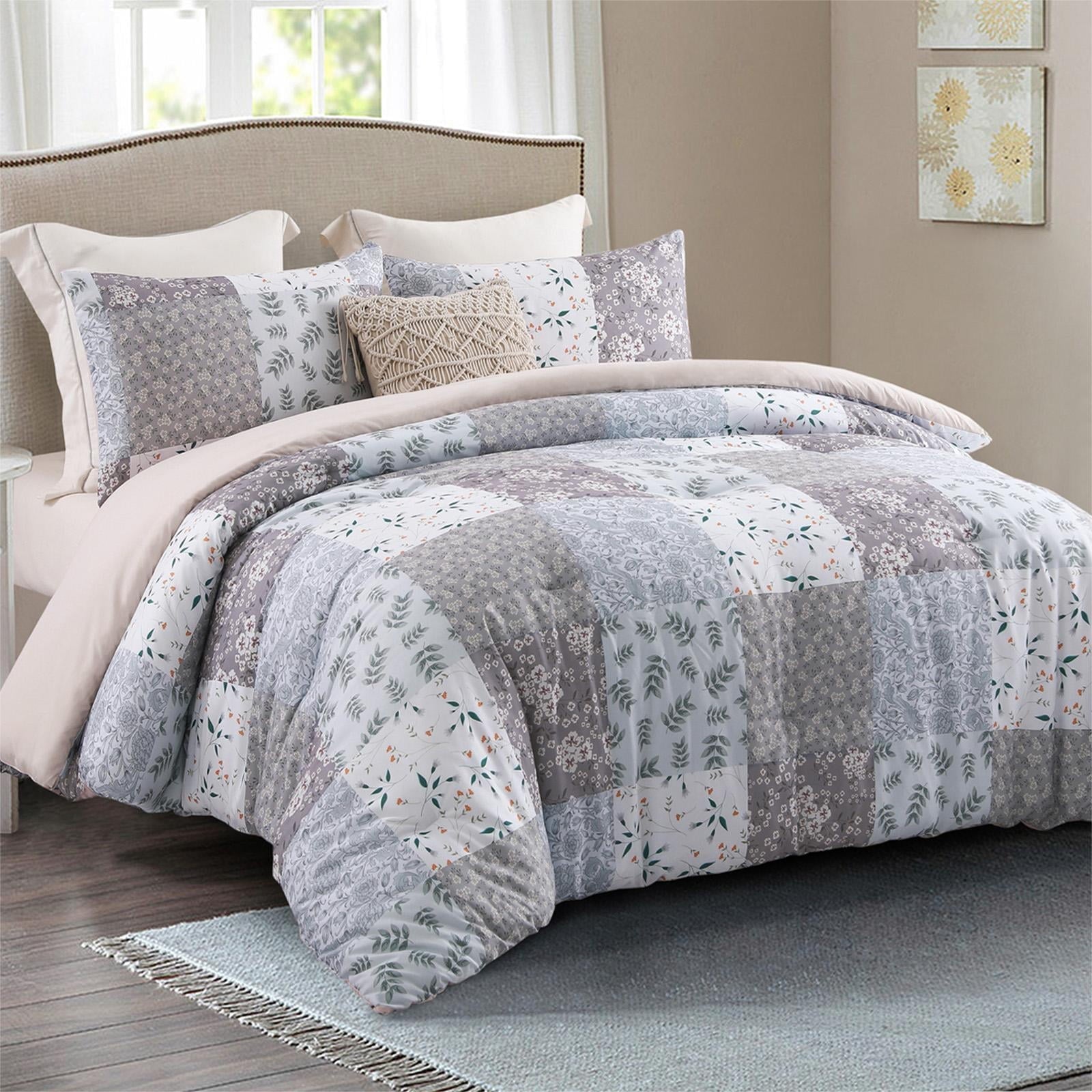 Heavyweight Warmth 3-Piece Queen Comforter Set, Soft Reversible Bedding Comforter Sets, Patchwork Printed Down Alternative Comforter Duv... - Hypoallergenic Ultra-Fluffy Quilt for Winter Detail