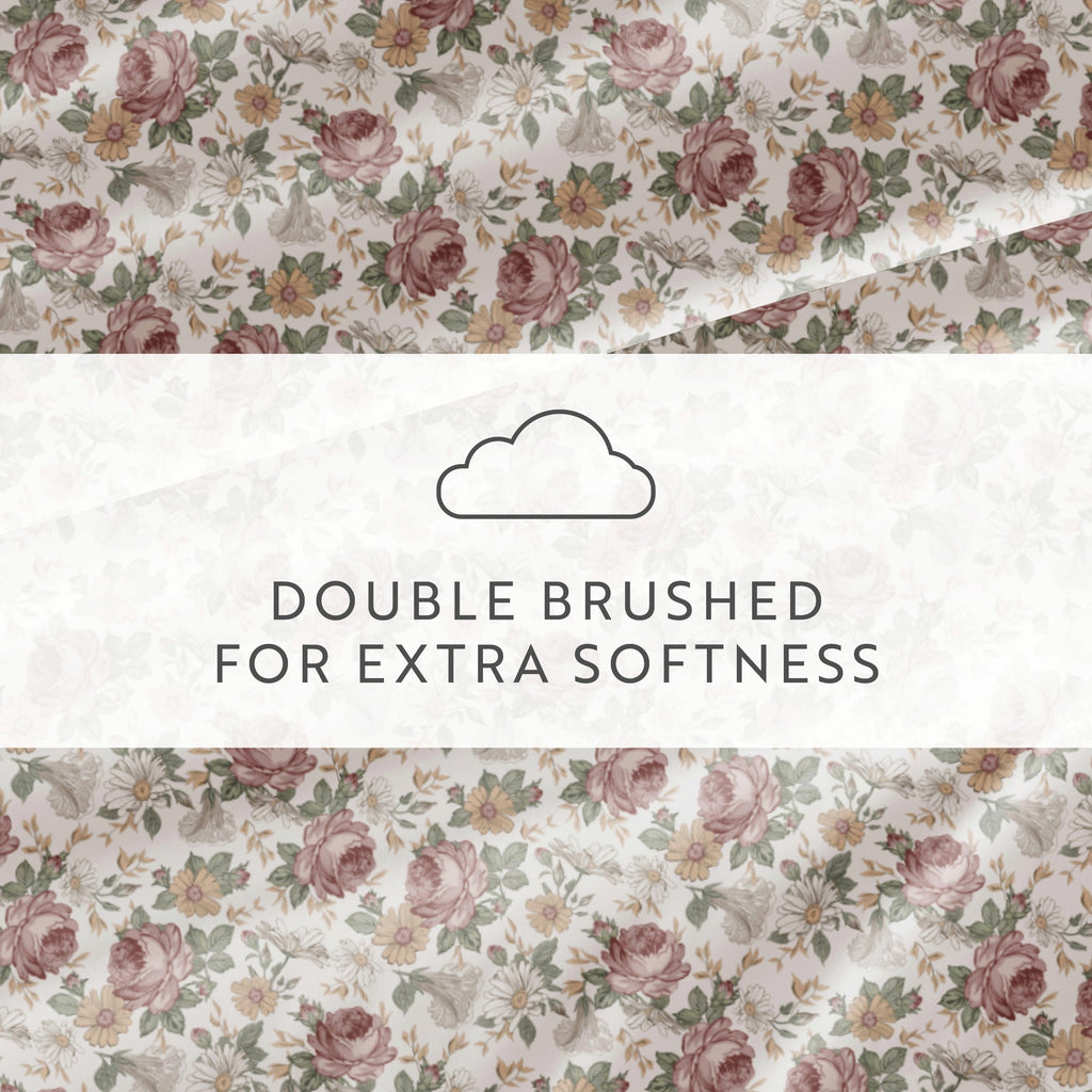 Premium Egyptian Cotton 4 Piece Pattern Microfiber Bed Sheets Set, Blooming Floral Rose, Queen - Luxury Bed Sheet Set with Deep Pockets Detail