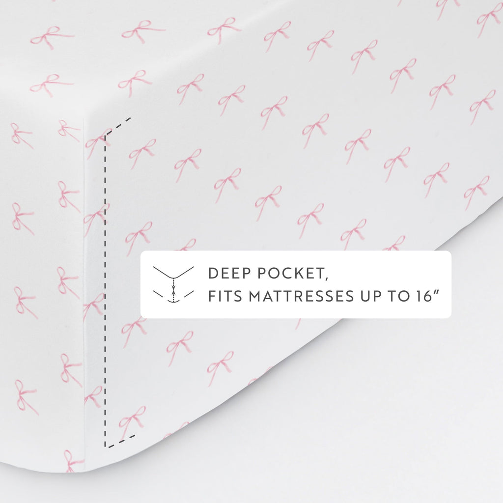 Ultra-Soft 3 Piece Ditsy Pattern Microfiber Bed Sheets, Pink Bows, Twin-XL - Premium Ultra-Soft Pillowcase Pair for Sleeping Detail