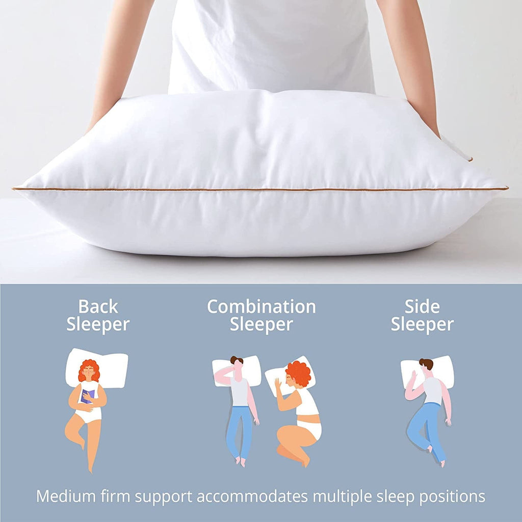 Decorative Plump Down Feather Pillows for Bed 20 x 30 Inches Queen Size Set of 2, Medium Firm Luxury Cooling Hotel Collection Feather ... - Ergonomic Memory Foam Pillow for Neck Pain Support Detail