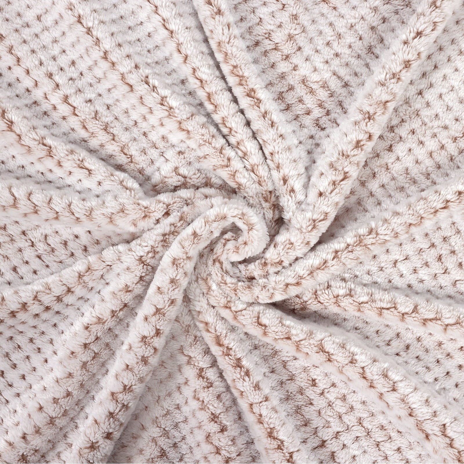 Decorative Knitted Waffle Textured Mixed Camel Fleece Blanket, Super Soft and Warm 50"x70" Throw Blanket for Couch, Cozy, Fuzzy and Ligh... - Super Soft Reversible Sherpa Flannel Blanket Detail