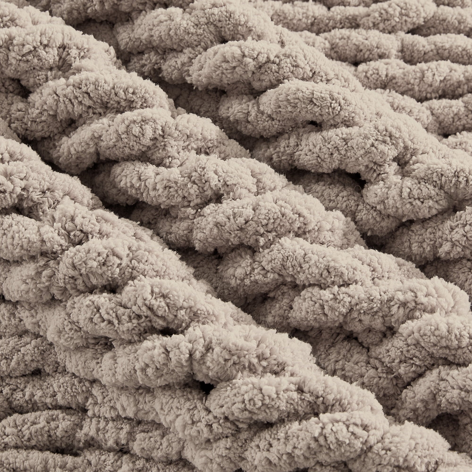 Lightweight Warm Chunky Knit Throw Blanket Handmade Soft Throws for Couch Sofa Bed, 50" x 60" Taupe - Super Soft Reversible Sherpa Flannel Blanket Detail