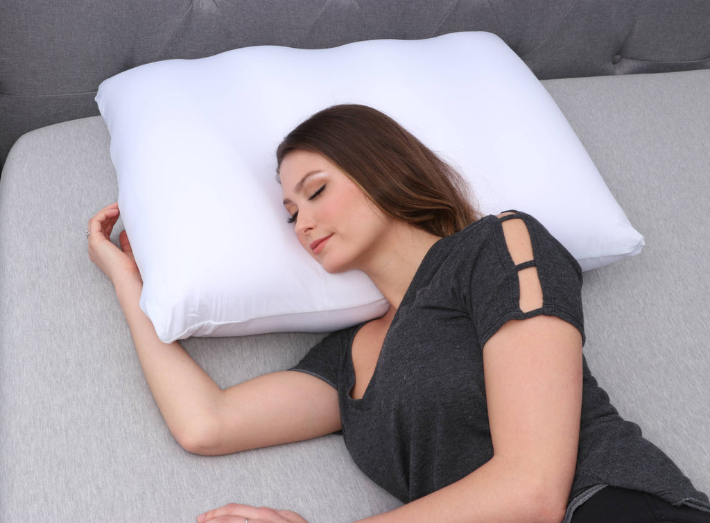Orthopedic Support Microbead Cloud Pillow Bed, X-Large, White - Ergonomic Memory Foam Pillow for Neck Pain Support Detail