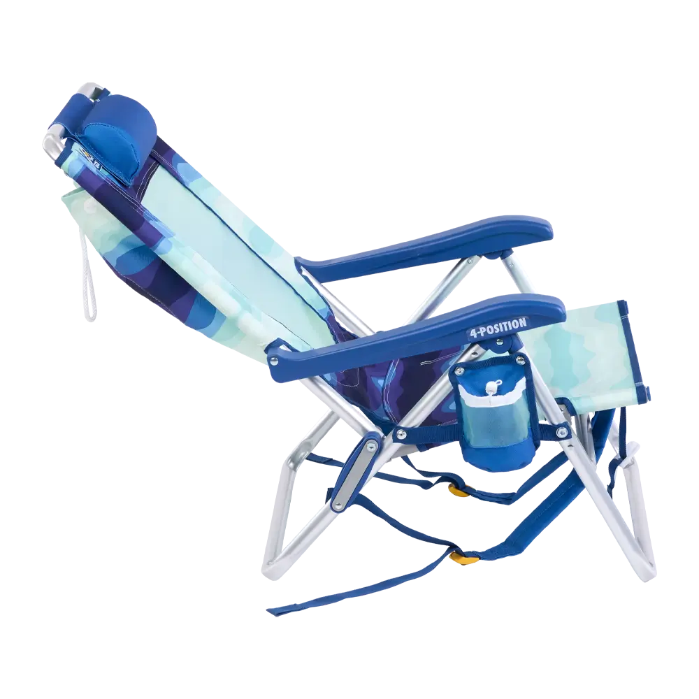 Rust-Resistant Aluminum Backpack Beach Chair - Choice 709 - Multi-Position Outdoor Beach Chair with Pillow Detail