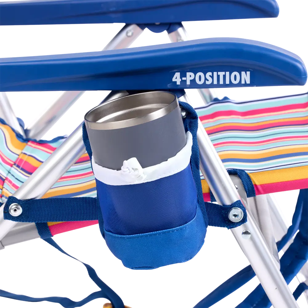 Rust-Resistant Aluminum Backpack Beach Chair - Choice 709 - Multi-Position Outdoor Beach Chair with Pillow Detail