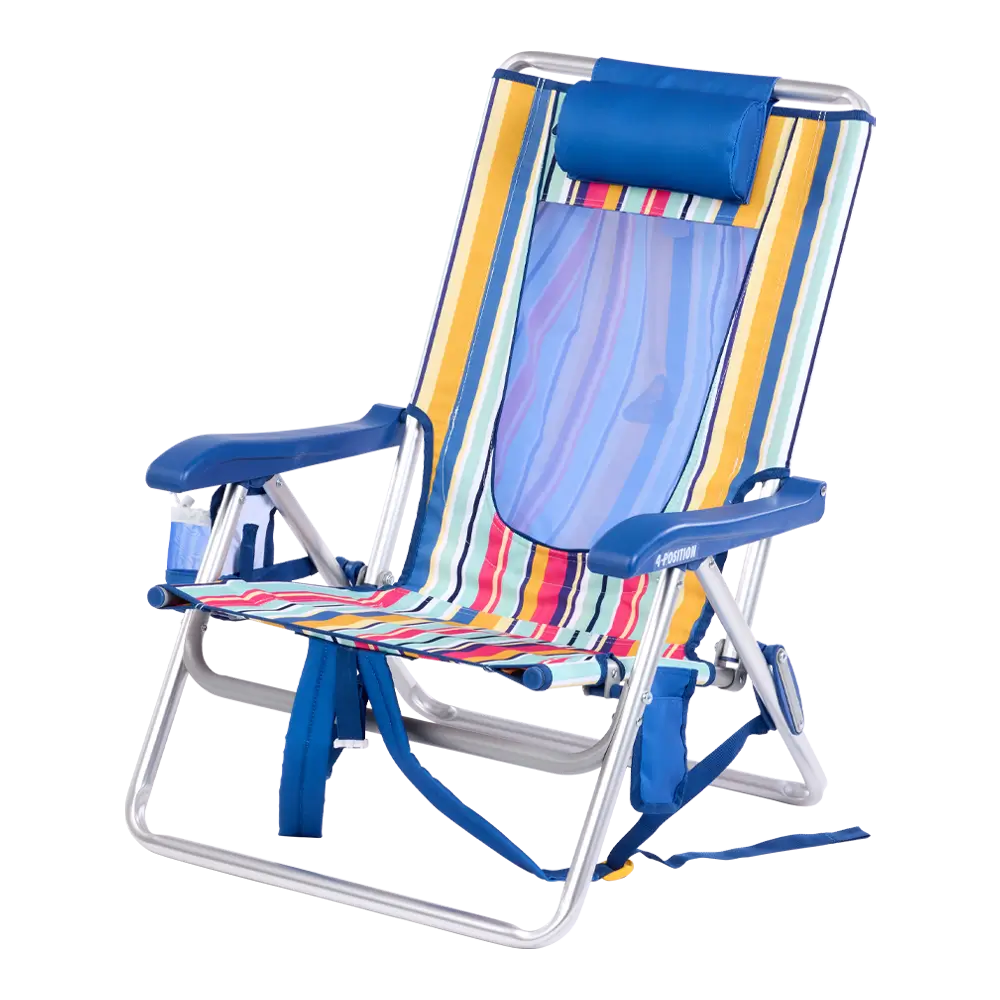 Rust-Resistant Aluminum Backpack Beach Chair - Choice 709 - Multi-Position Outdoor Beach Chair with Pillow Detail