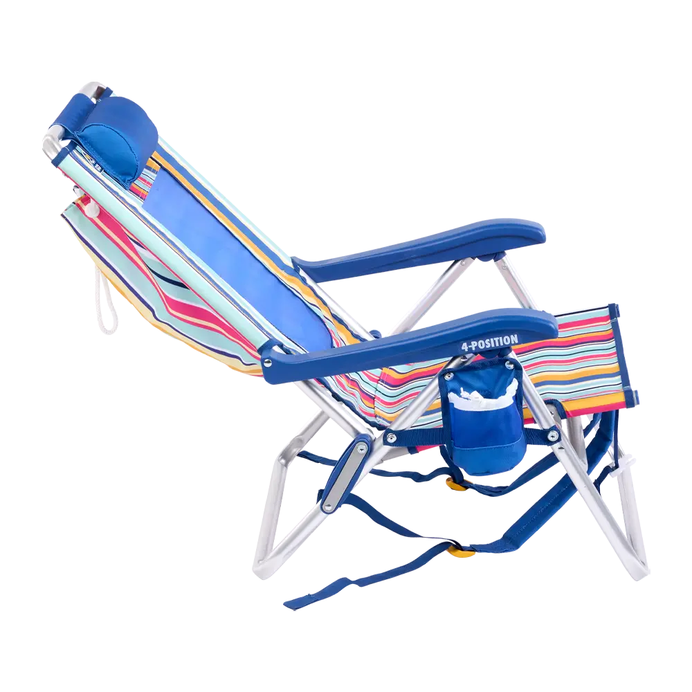 Rust-Resistant Aluminum Backpack Beach Chair - Choice 709 - Multi-Position Outdoor Beach Chair with Pillow Detail