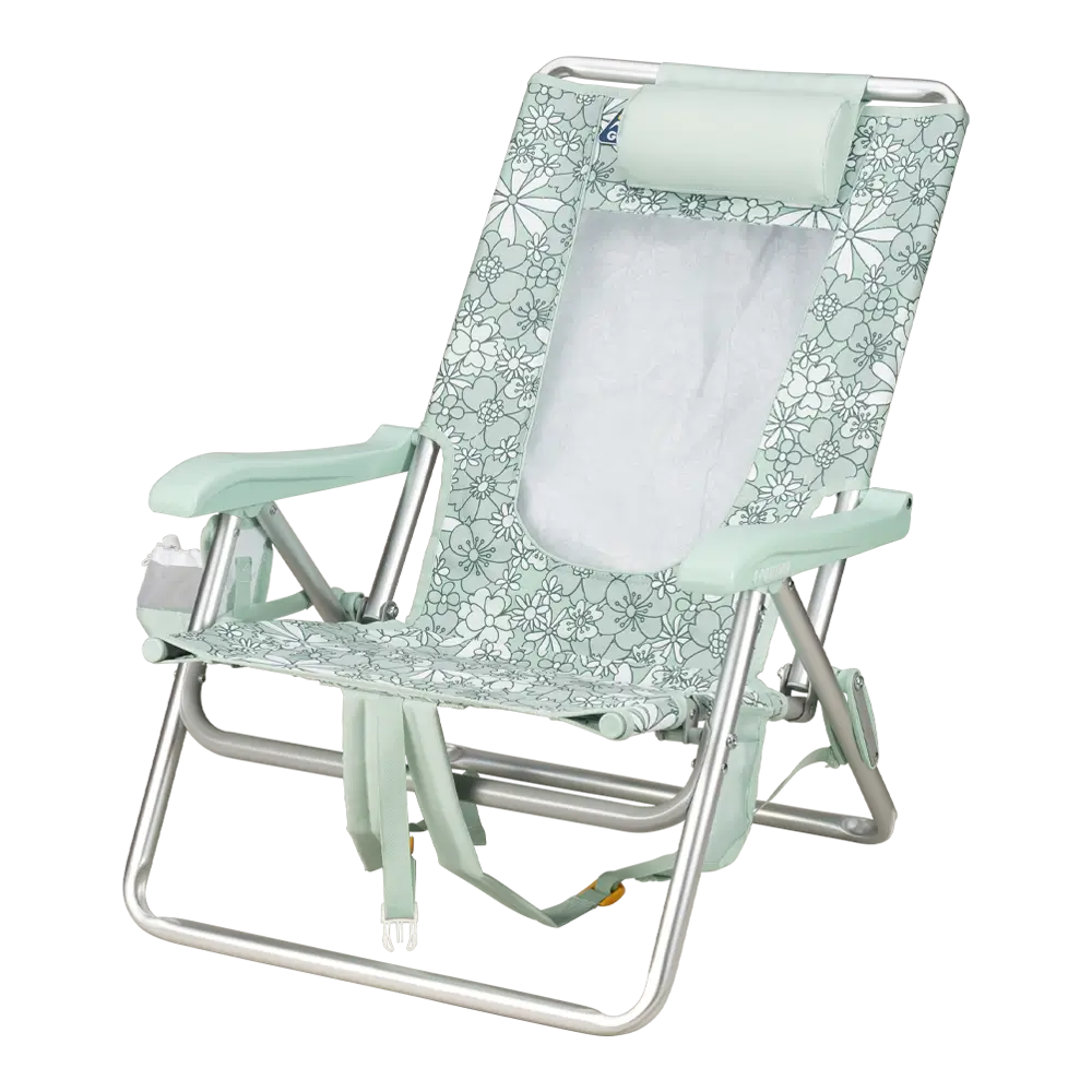 Rust-Resistant Aluminum Backpack Beach Chair - Choice 709 - Multi-Position Outdoor Beach Chair with Pillow Detail
