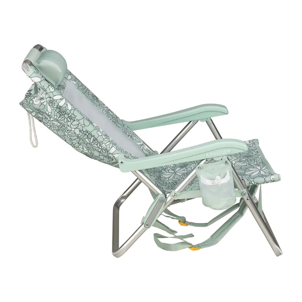 Rust-Resistant Aluminum Backpack Beach Chair - Choice 709 - Multi-Position Outdoor Beach Chair with Pillow Detail