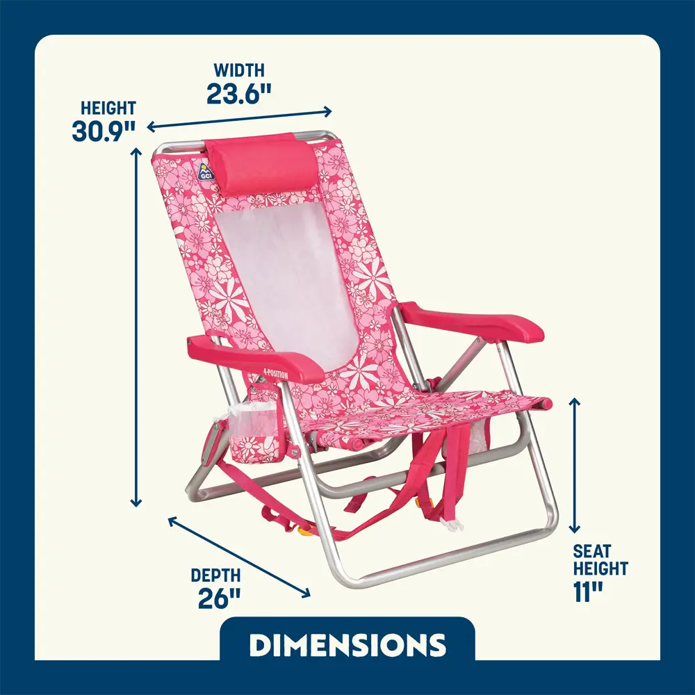 Rust-Resistant Aluminum Backpack Beach Chair - Choice 709 - Multi-Position Outdoor Beach Chair with Pillow Detail