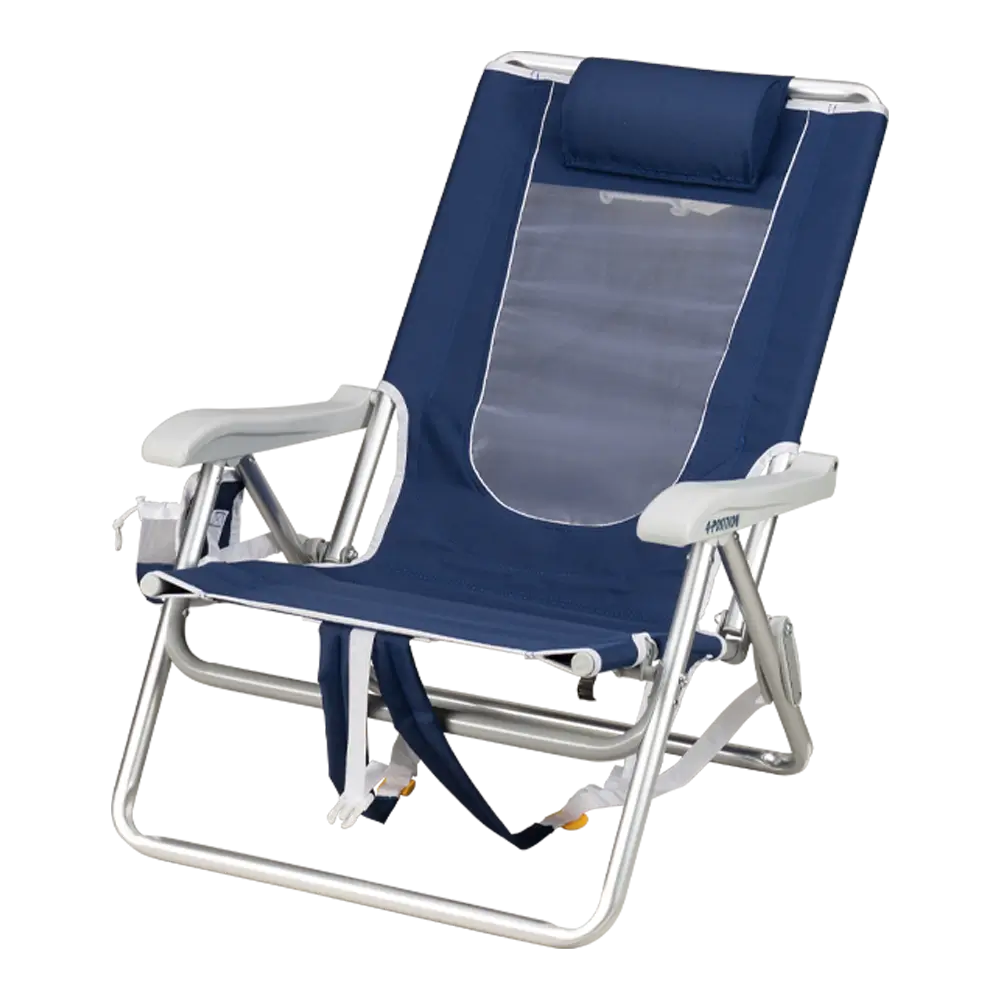 Rust-Resistant Aluminum Backpack Beach Chair - Choice 709 - Multi-Position Outdoor Beach Chair with Pillow Detail