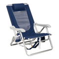 Rust-Resistant Aluminum Backpack Beach Chair - Choice 709 - Multi-Position Outdoor Beach Chair with Pillow - Nautical Blue