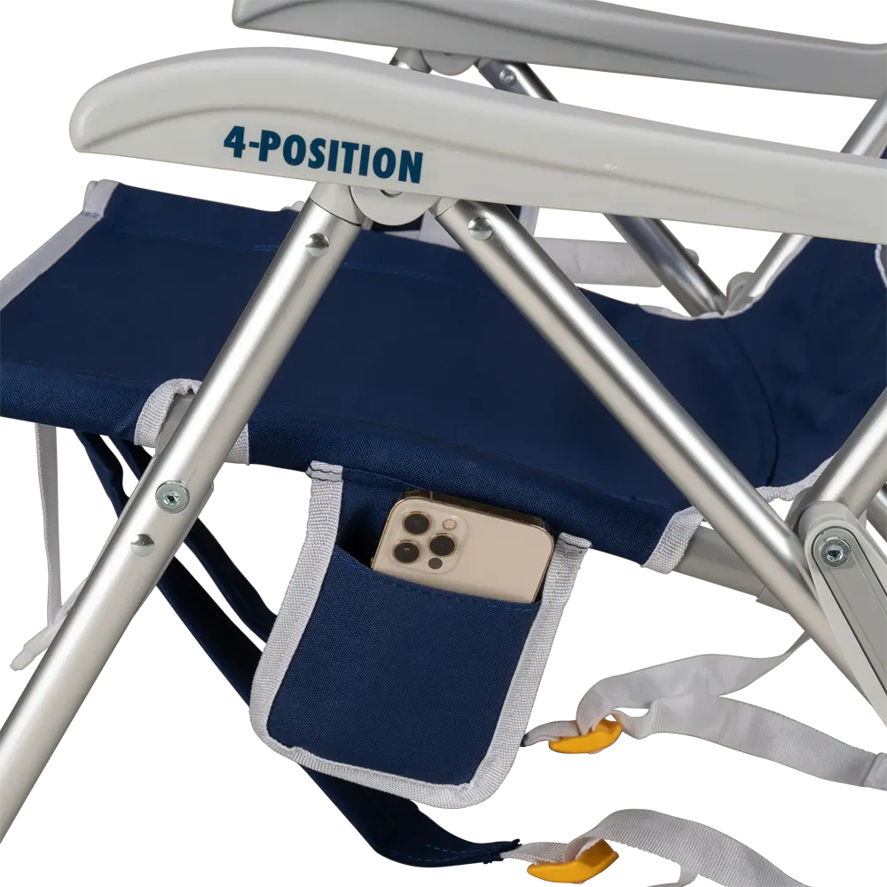 Rust-Resistant Aluminum Backpack Beach Chair - Choice 709 - Multi-Position Outdoor Beach Chair with Pillow Detail