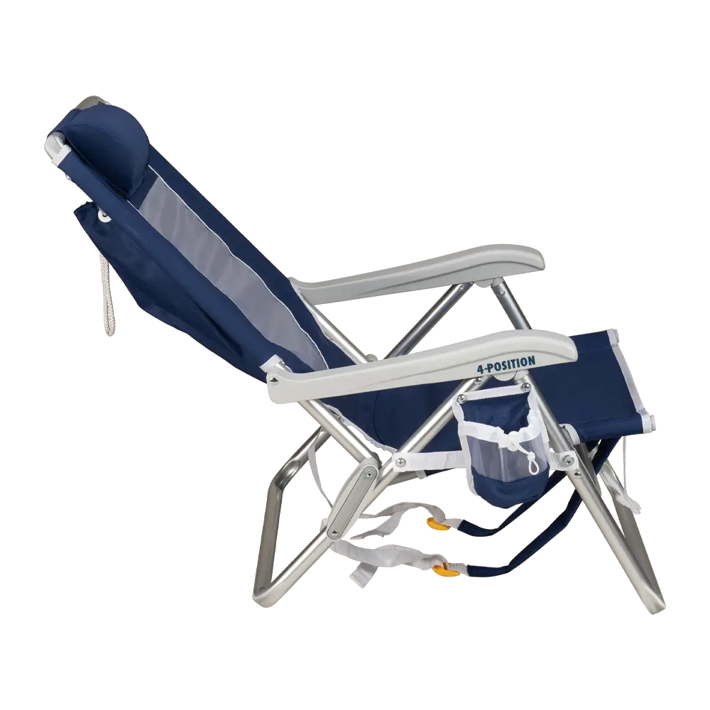 Rust-Resistant Aluminum Backpack Beach Chair - Choice 709 - Multi-Position Outdoor Beach Chair with Pillow Detail