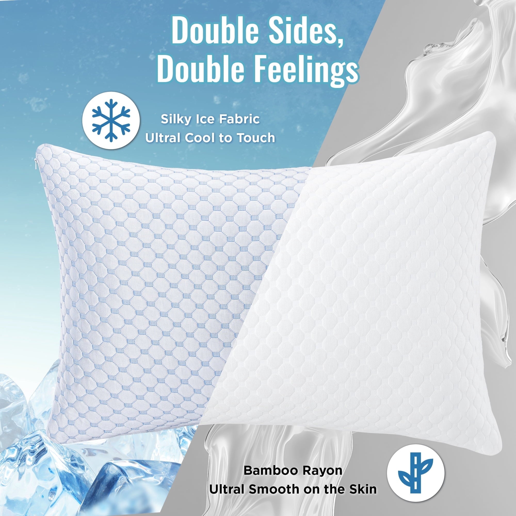 Orthopedic Support 2 Pack Cooling Pillow for Sleeping, Memory Foam Pillows Cool Bed Pillows Hotel Reversible Pillow with Washable Remova... - Ergonomic Memory Foam Pillow for Neck Pain Support Detail