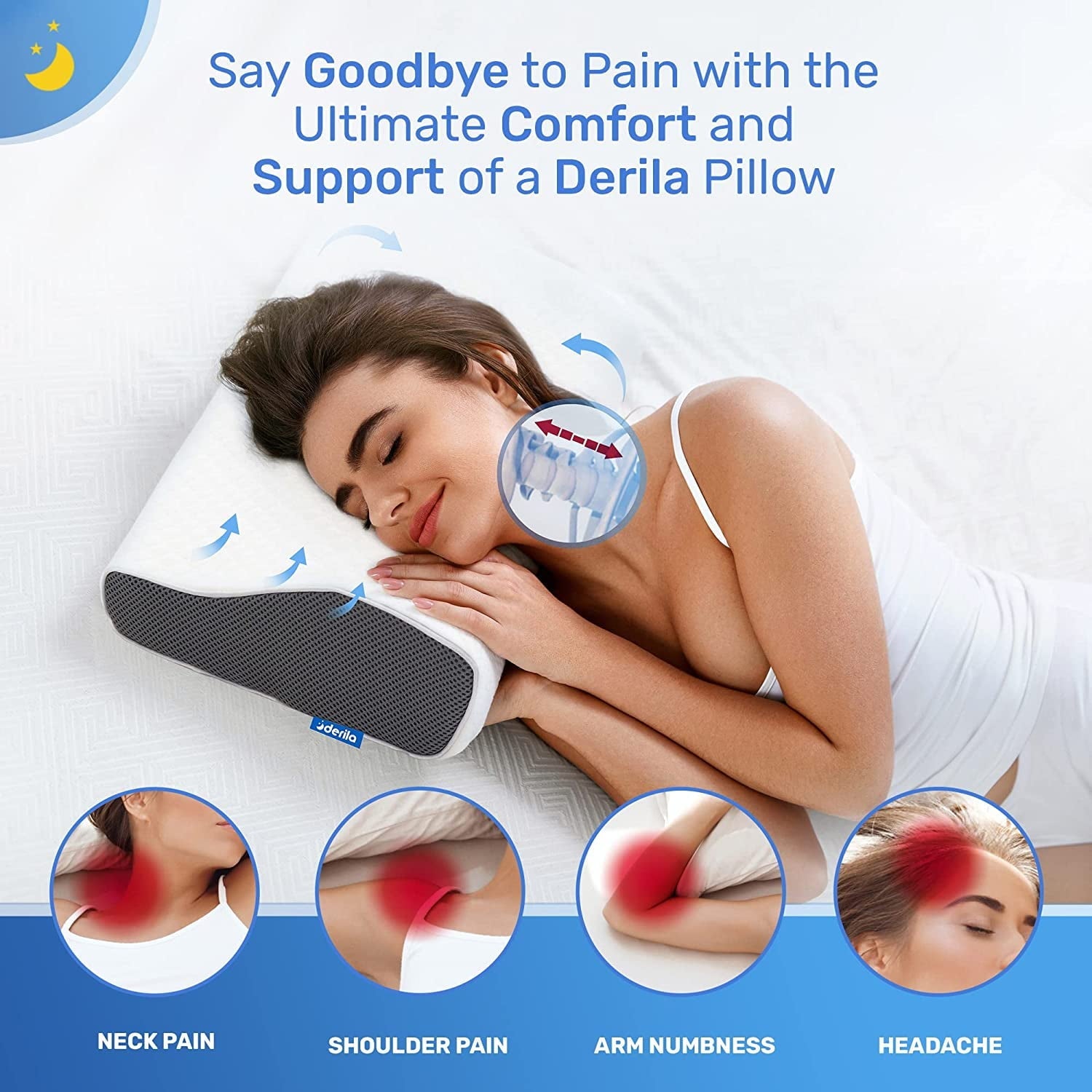 Fluffy Shredded | Cervical Memory Foam Bed Pillow Standard | Neck, Shoulder Pain Relief | Improves Sleeping - Decorative Throw Pillow Cushion for Sofa & Bed Detail