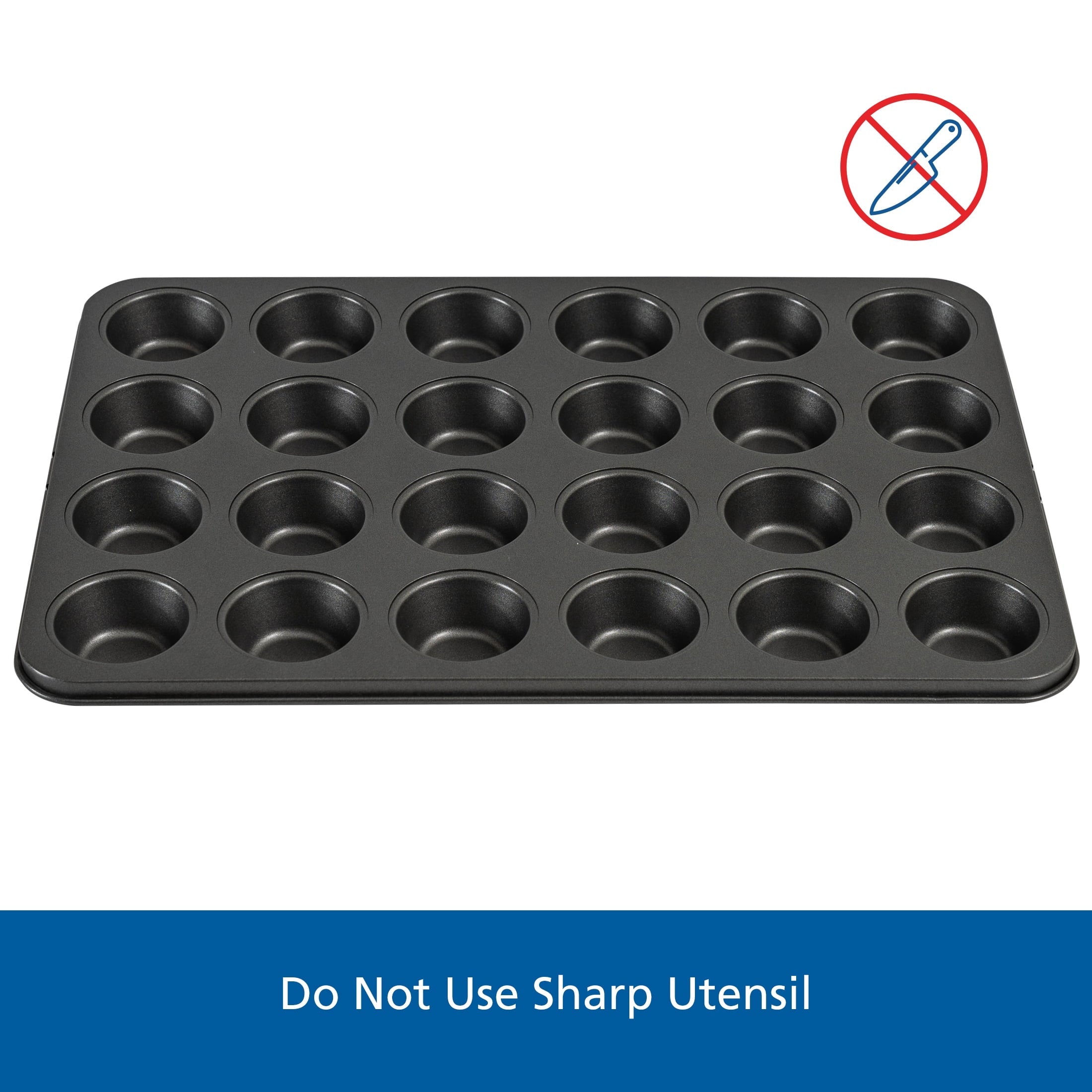 Ergonomic Manual 24 Cavity Mini Muffin Pan, Non-Stick Bakeware,1.8 inch Diameter Cups,Gray,Carbon Steel - Multi-Functional Manual Food Chopper & Slicer Detail