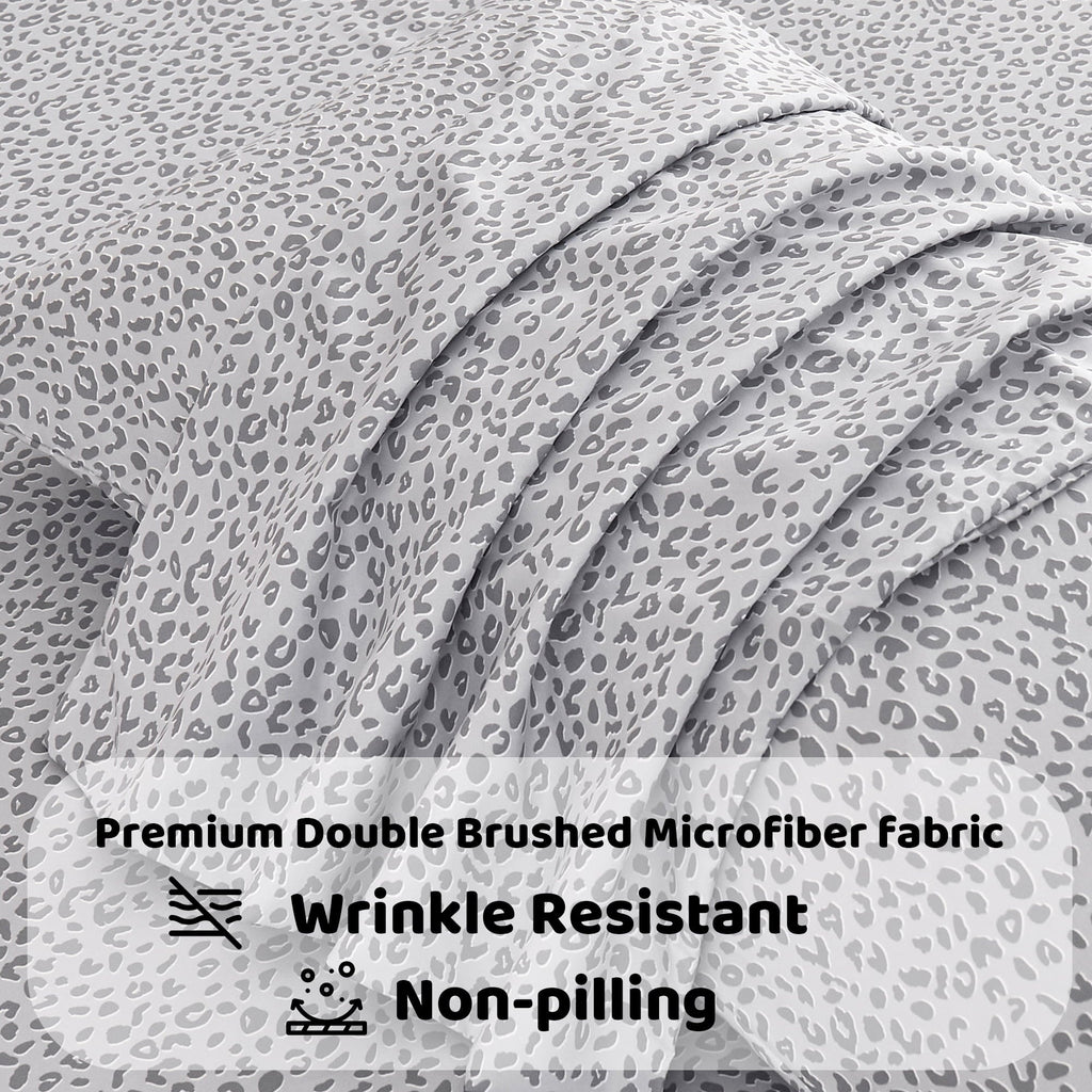 Breathable Luxury Floral King Sheets, Soft Breathable Microfiber Printed Bed Sheet Set, Deep Pocket Non-Slip Fitted Sheet Included - Cooling Hotel Quality Bedding Sheets and Pillowcases Detail