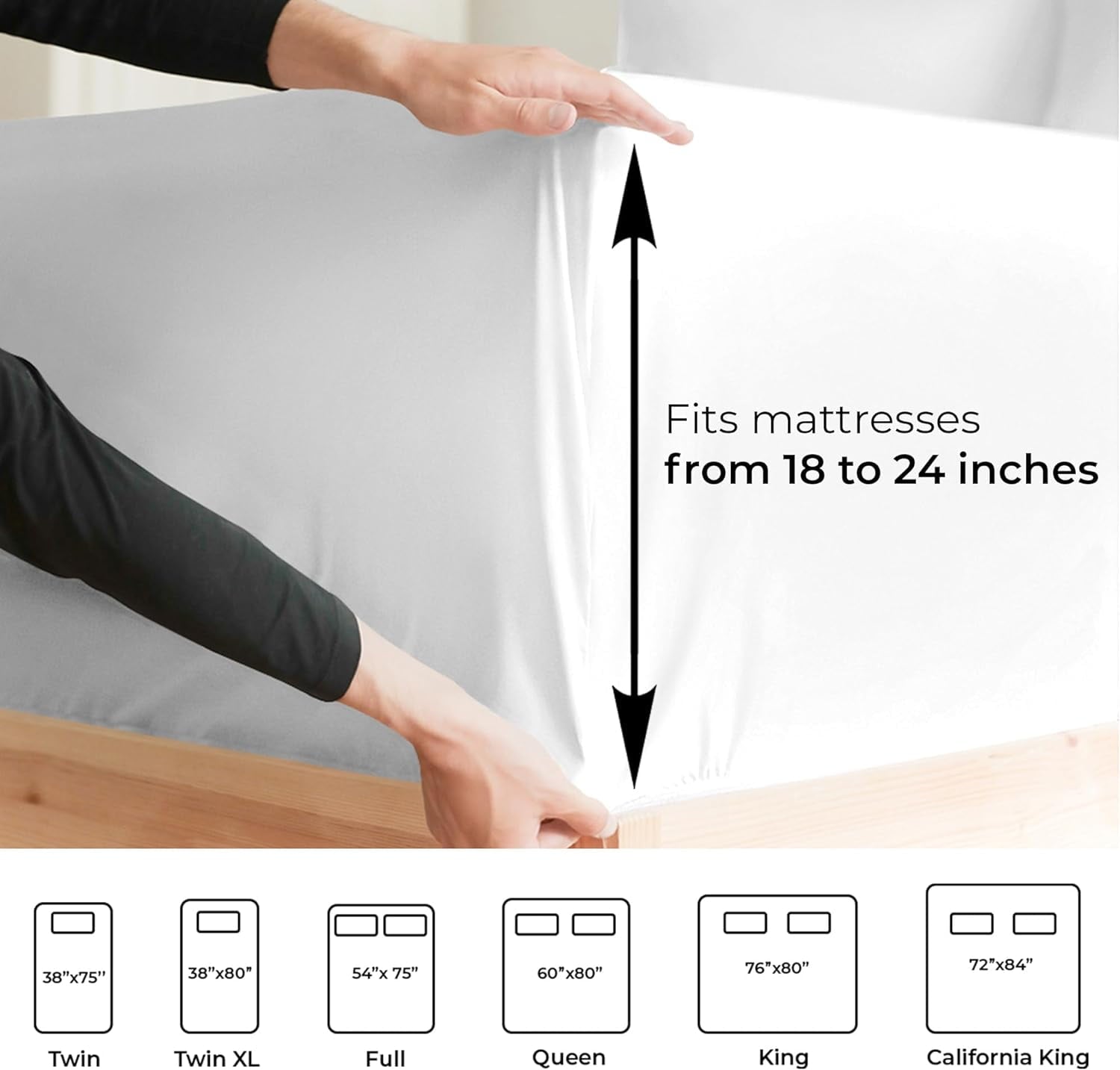 Premium Egyptian Cotton 6-Piece Extra Deep Pocket Sheet Set With Extra Matching Pillowcases - King Size Bed Sheets Fits 18"-24" Ma... - Cooling Hotel Quality Bedding Sheets and Pillowcases Detail