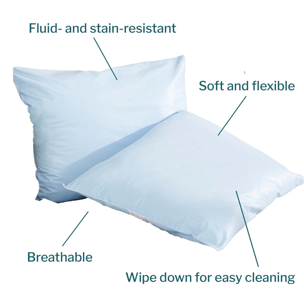 Ergonomic Memory Foam Reusable Water-Resistant Soft Polyester Fill Blue Bed Pillow, 19" x 25", 1 Ct - Hotel Quality Plush Sleeping Pillows Detail