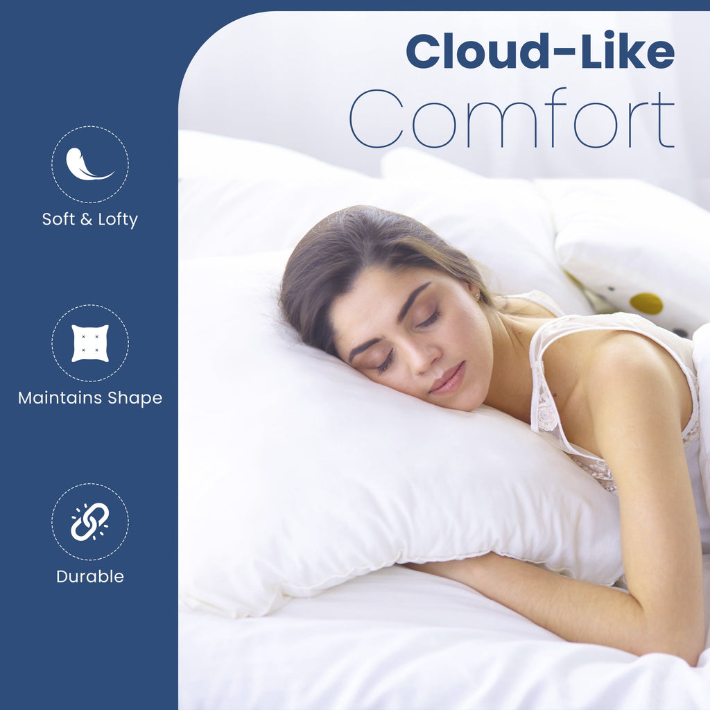 Hotel Collection Down Alternative White Euro Pillow Insert 26x26 – Soft & Durable - Ergonomic Memory Foam Pillow for Neck Pain Support Detail