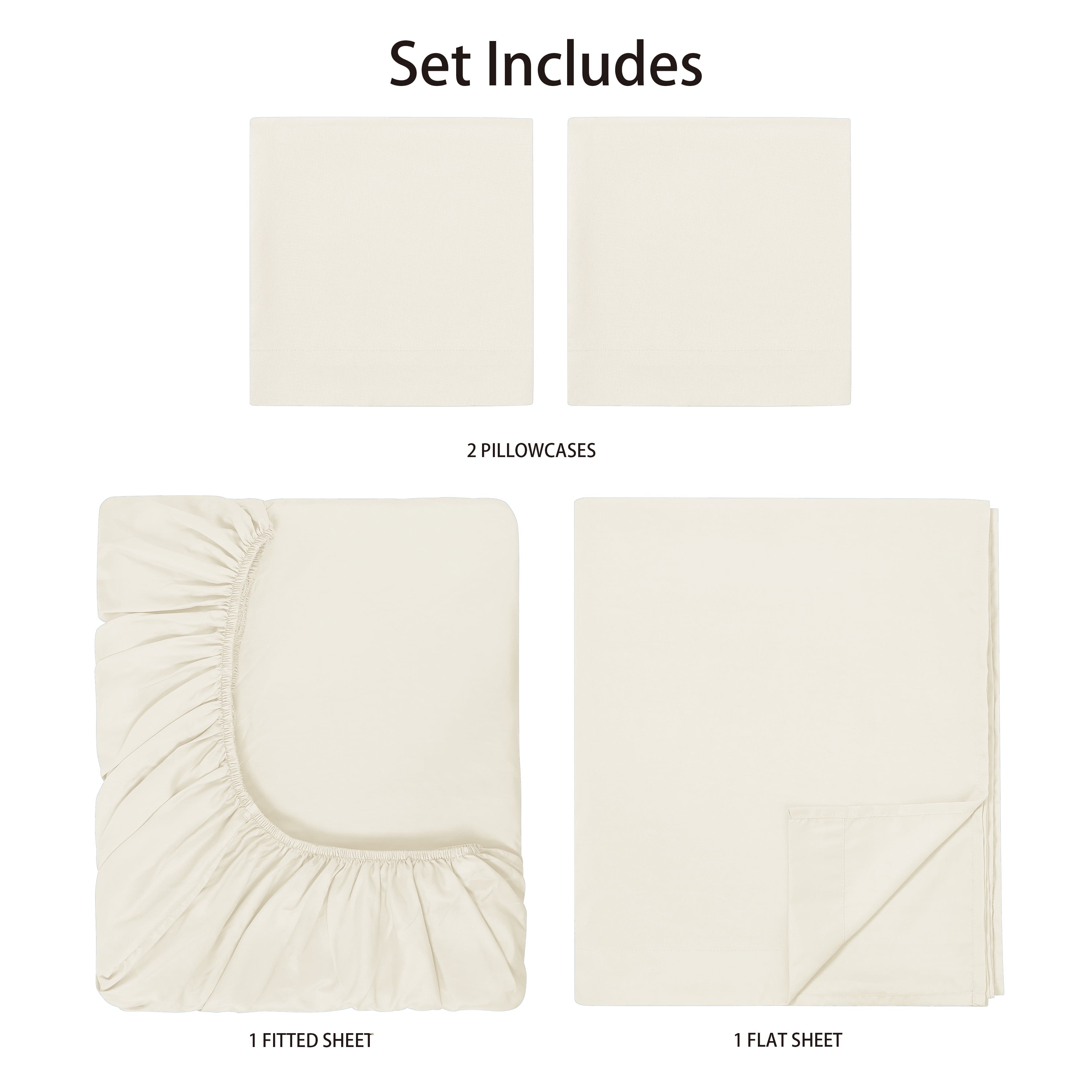 Wrinkle-Resistant Basic Value Microfiber Bed Sheet Set, Vanilla Dream, Full, 4 Piece - Luxury Bed Sheet Set with Deep Pockets Detail