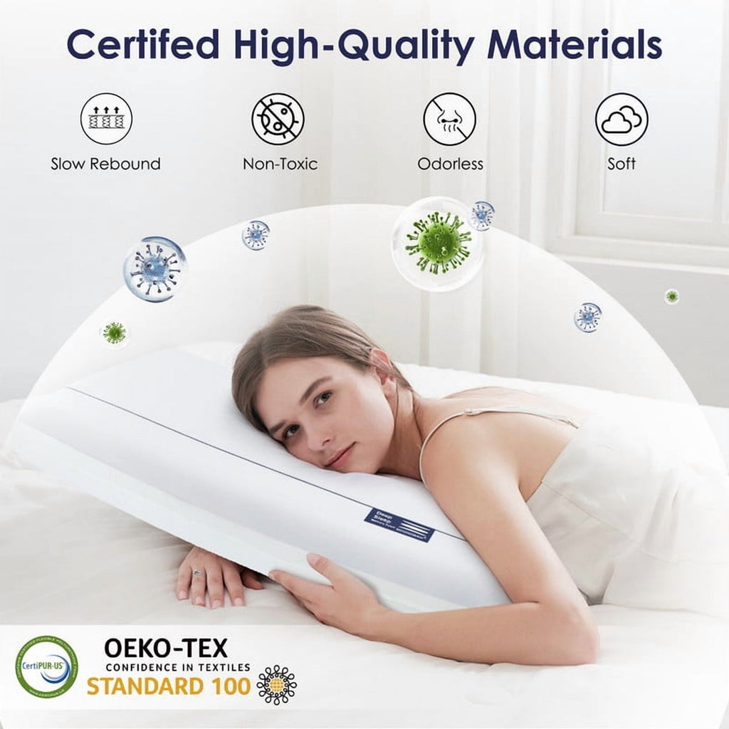 Hotel Collection Cooling Memory Foam Bed Pillow for Neck Pain Relief, Two-Sided Cooling Pillow for Back, Stomach and Side Sleepers, Tw... - Hotel Quality Plush Sleeping Pillows Detail
