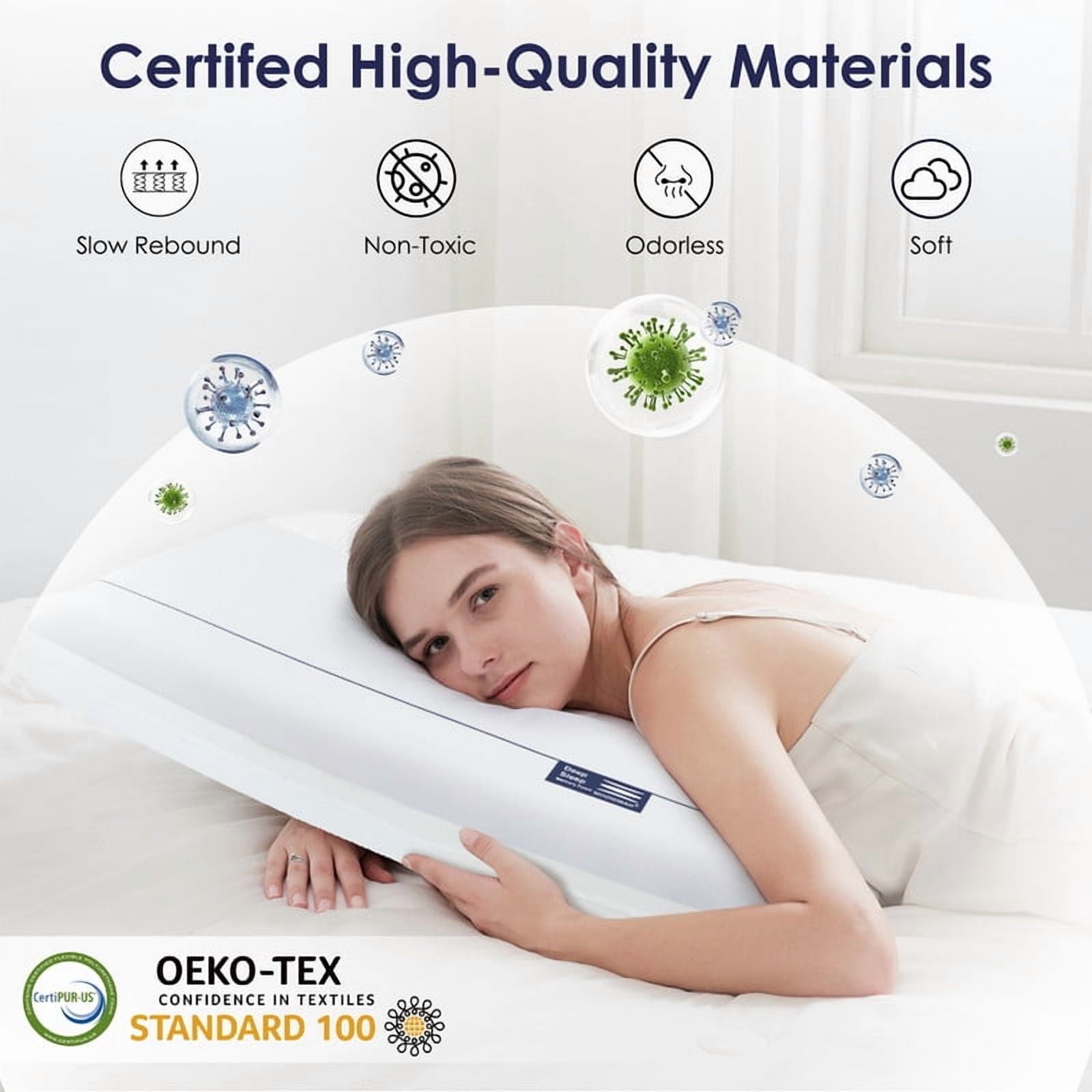 Hotel Collection Cooling Memory Foam Bed Pillow for Neck Pain Relief, Two-Sided Cooling Pillow for Back, Stomach and Side Sleepers, Tw... - Hotel Quality Plush Sleeping Pillows Detail