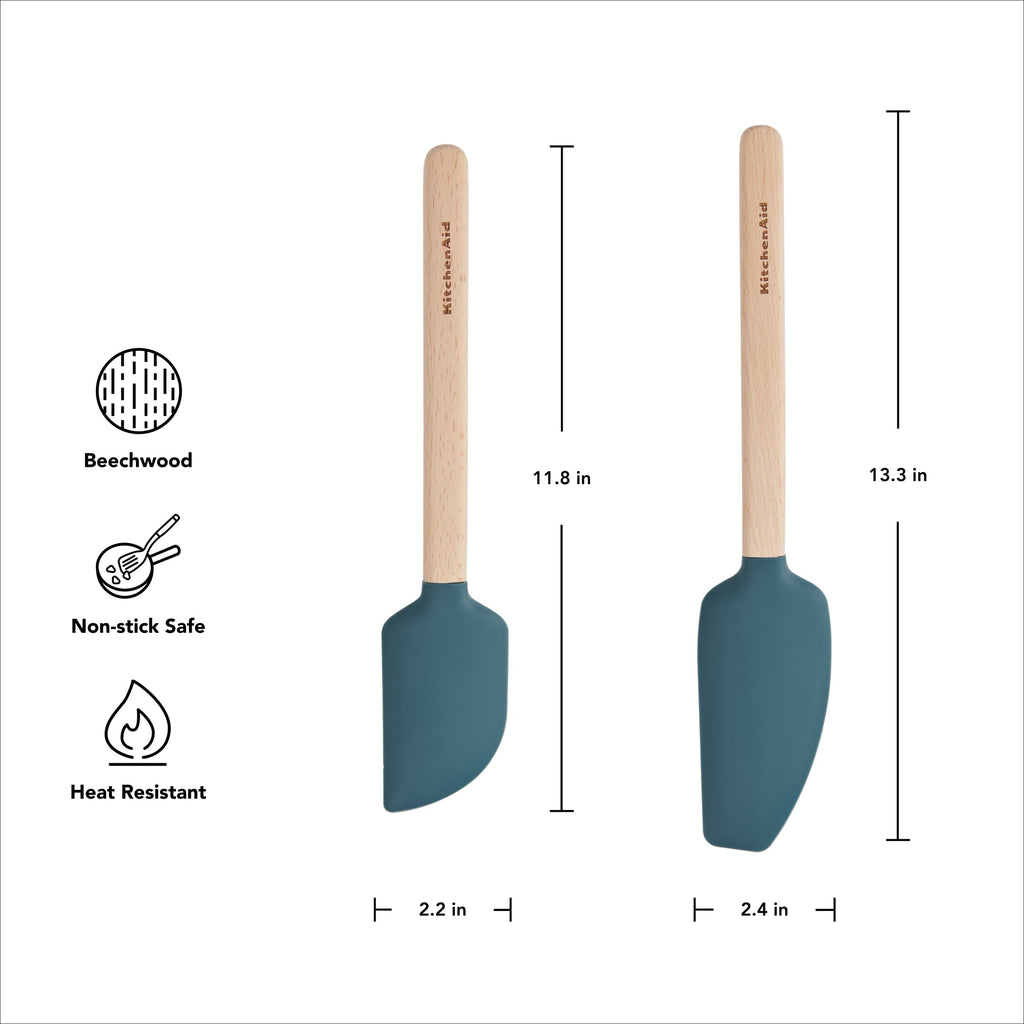 Chef-Quality 2-Piece Silicone Mixing Spatula and Scraper Set for Cooking, Agave - Heavy Duty Stainless Steel Kitchen Shears Detail