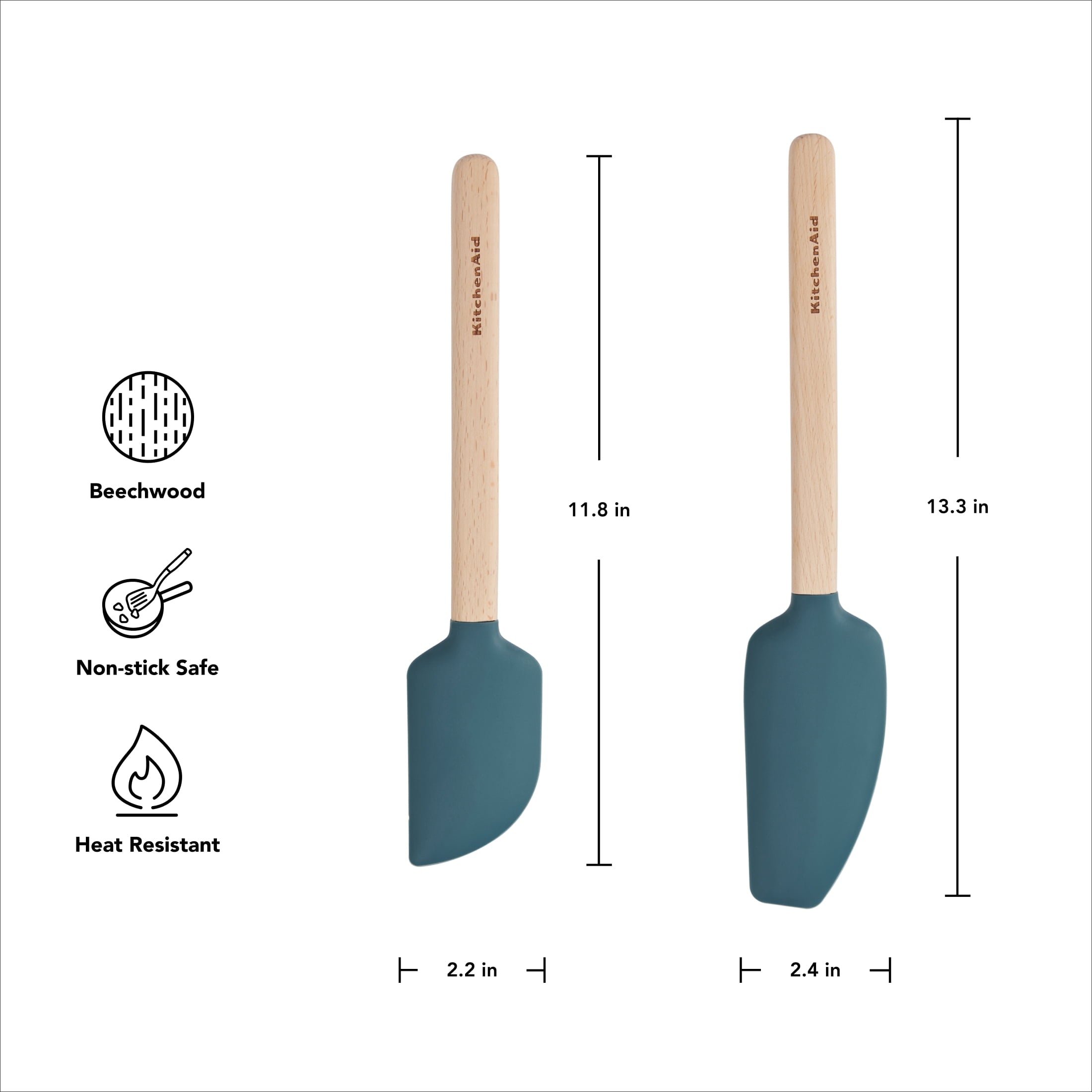 Chef-Quality 2-Piece Silicone Mixing Spatula and Scraper Set for Cooking, Agave - Heavy Duty Stainless Steel Kitchen Shears Detail