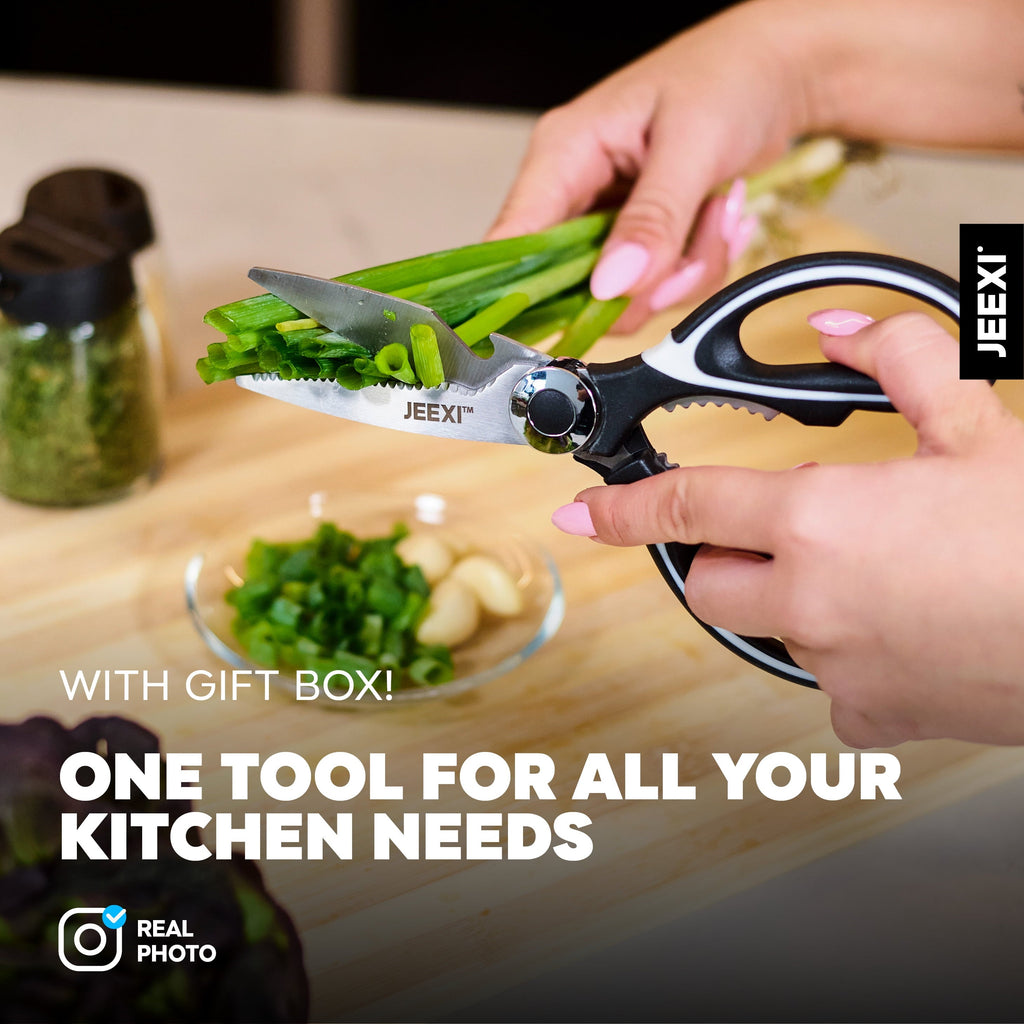 Multi-Functional 3 Pack Kitchen Scissors, Ultra-Sharp Premium Stainless Steel Heavy Duty Kitchen Shears & Multi Purpose Poultry Shears... - Kitchen Gadget Tool for Quick Food Prep Detail