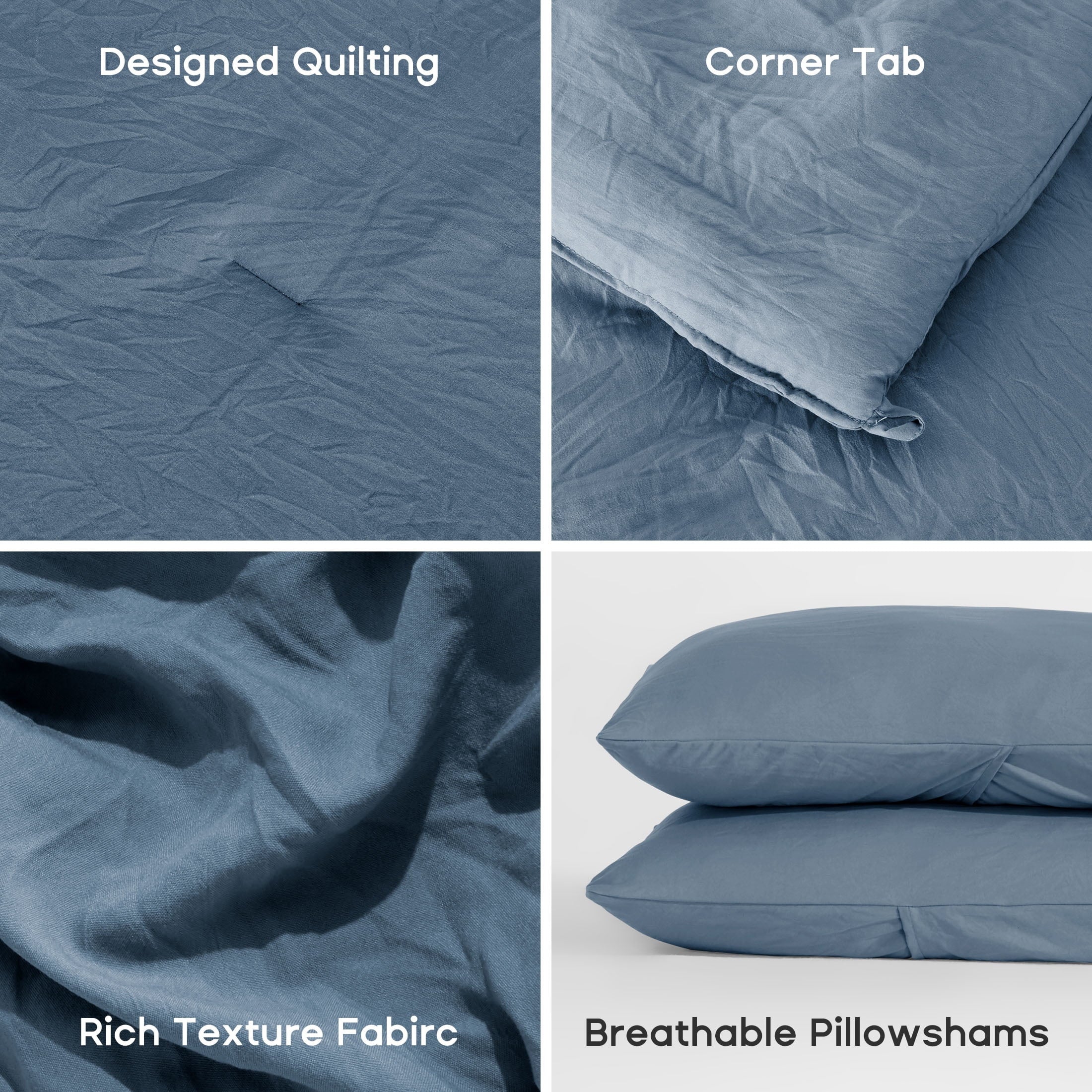 Luxurious Quilted Washed Comforter Sets Queen 3 Piece, Soft and Cozy, Fluffy Microfiber Fill, Washed Textured Wrinkled Design (Flint St... - Cloud-Like Soft Lightweight Bed Comforter Detail