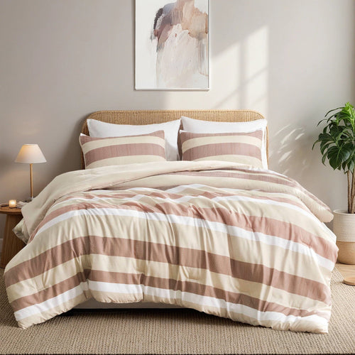 All-Season 2-Piece Comforter Sets, Reversible Striped Comforter Set for Dorm, Lightweight All Season Bedding Set with Pillow Sha... - Cloud-Like Soft Lightweight Bed Comforter Detail