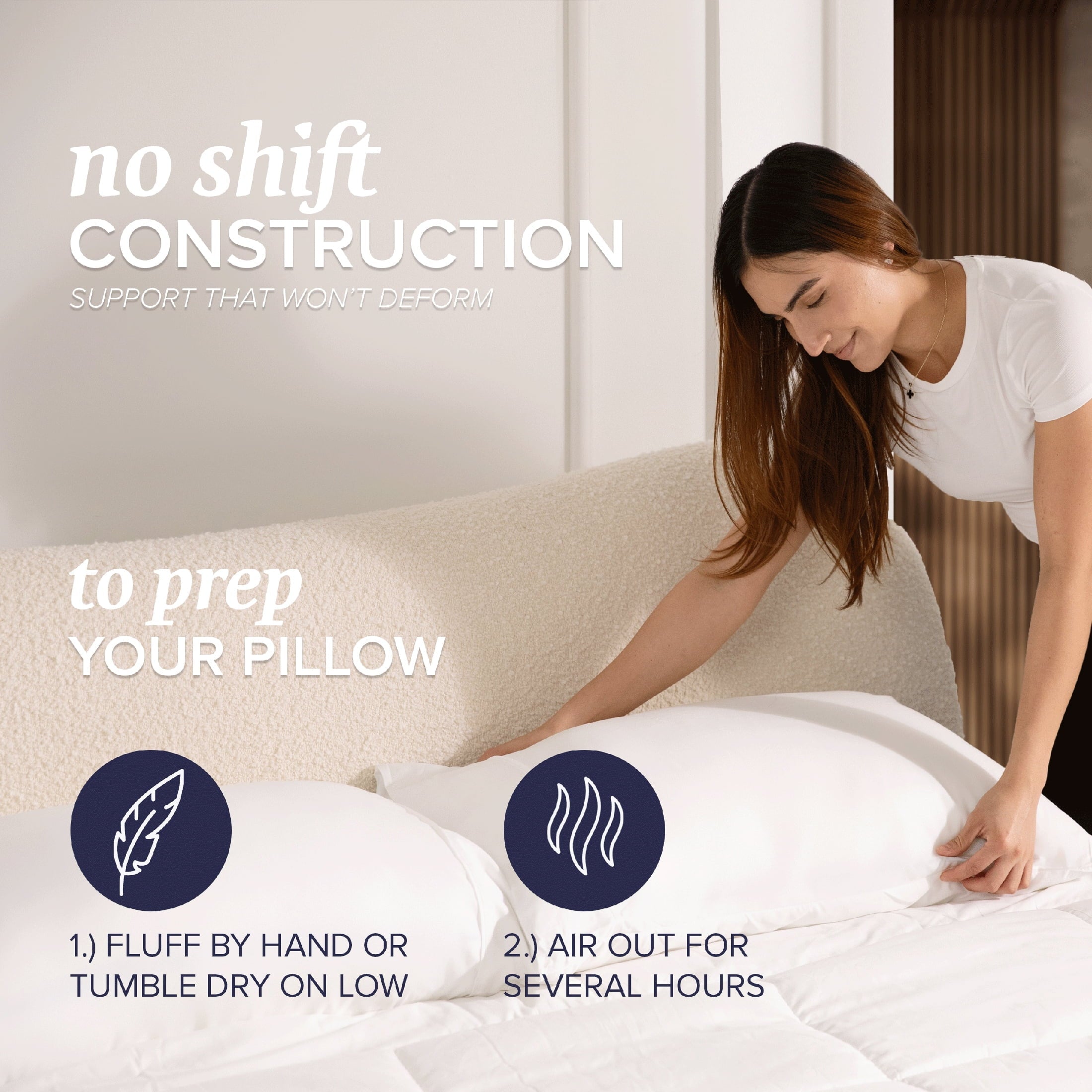Orthopedic Support Customizable Down Alternative Queen Pillow 1 Pack, Adult - Ergonomic Memory Foam Pillow for Neck Pain Support Detail