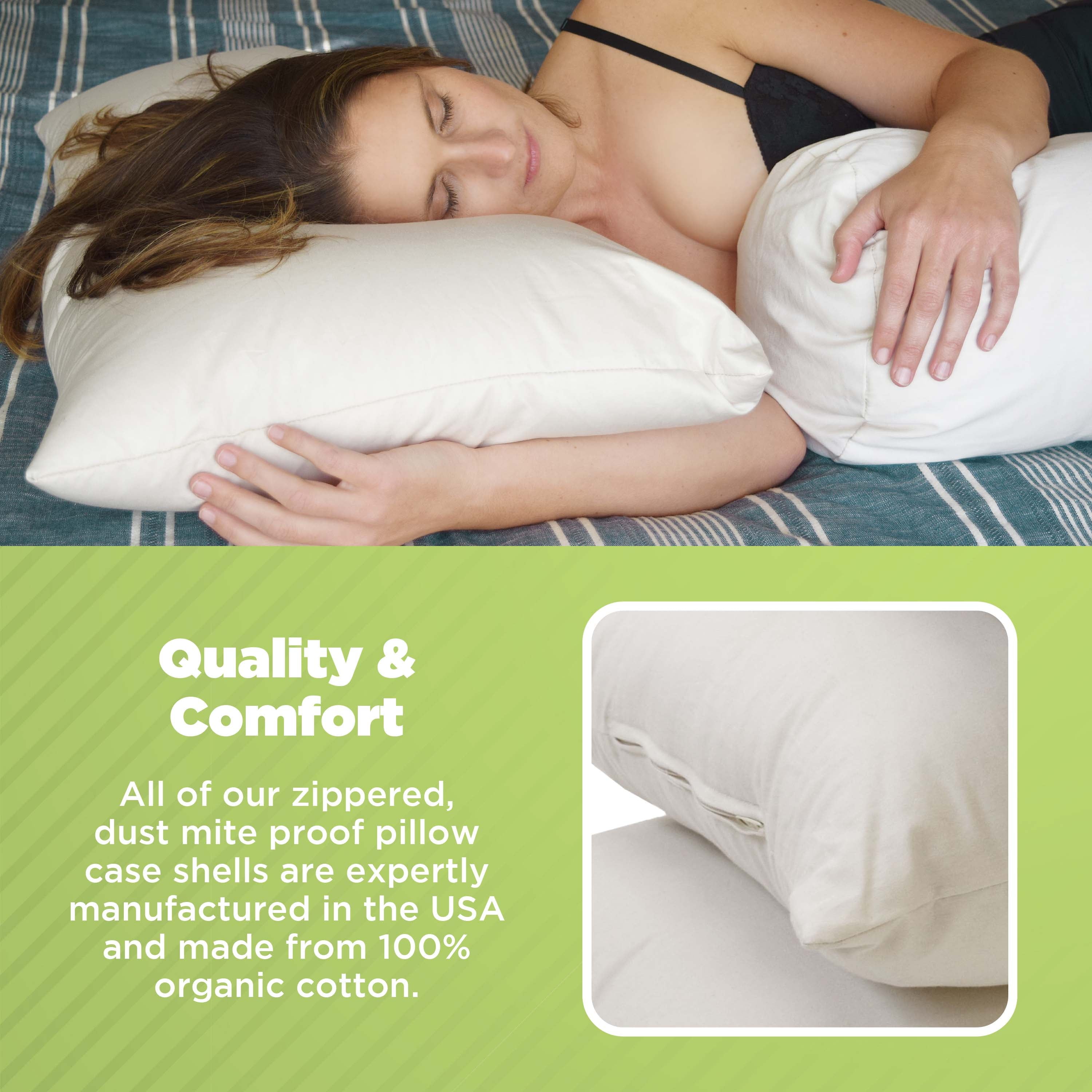 Orthopedic Support Kapok 20x26" Standard Bed Pillow – Organic Cotton Fabric Soft Sleeping Pillow - Made in USA - Hotel Quality Plush Sleeping Pillows Detail