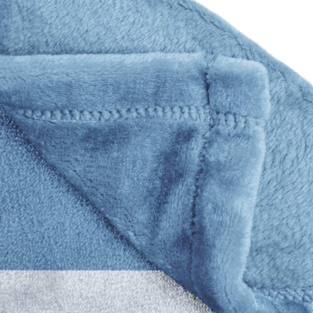 Cozy Fleece Silk Touch Kids Throw Blanket, 62" x 90", Blue, Polyester - Luxury Knitted Decorative Throw Blanket with Fringes Detail