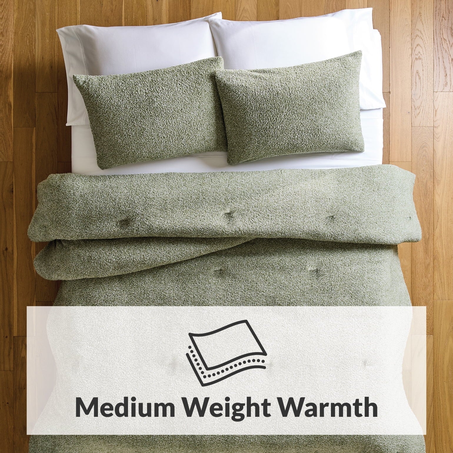 Hypoallergenic Cloud King, Comforter Set with Shams - Soft and Cozy, Green - All-Season Down Alternative Comforter Insert Detail