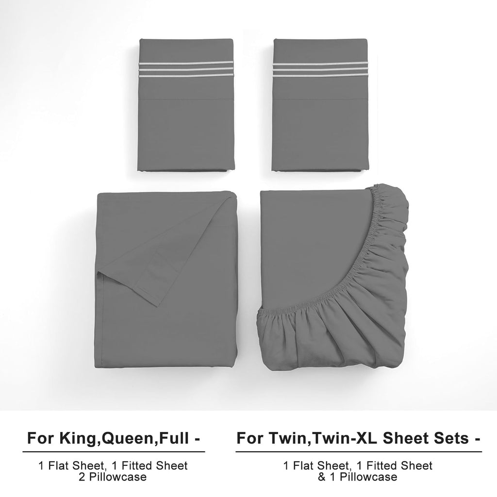 Premium Egyptian Cotton Size, Microfiber Cooling , Breathable & Hypoallergenic 4 Pieces Luxury Soft Sheet Set, Mattress Fitted up... - Luxury Bed Sheet Set with Deep Pockets Detail