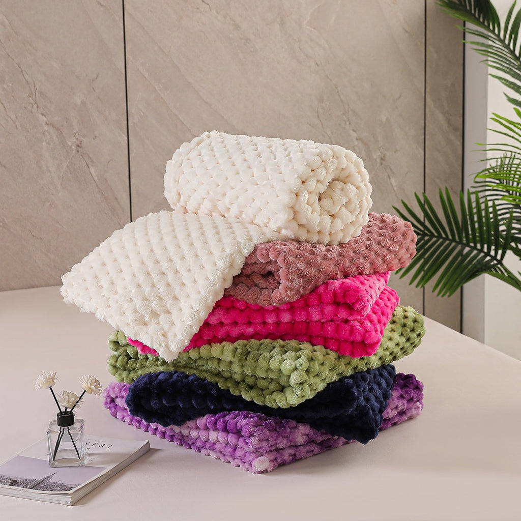 Reversible Sherpa Large Soft Fleece Throw Blanket, 50"x70" Stylish Jacquard Throw Blanket for Couch, Cozy, Warm, Lightweight Dusty Pink... - Cozy Fleece Throw Blanket for Couch & Bed Detail