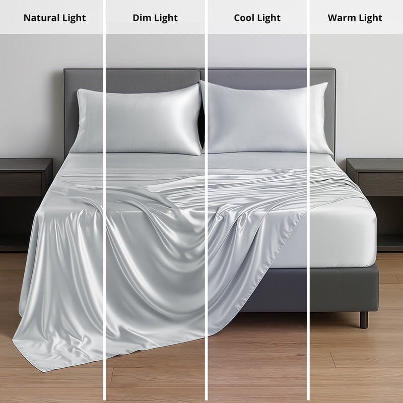 Breathable Luxury Lux Decor Luxury Satin Sheets King Size - 4 Piece Cooling Bed Sheet Set, Silky Soft & Smooth, Deep Pockets up to 15",... - Luxury Bed Sheet Set with Deep Pockets Detail