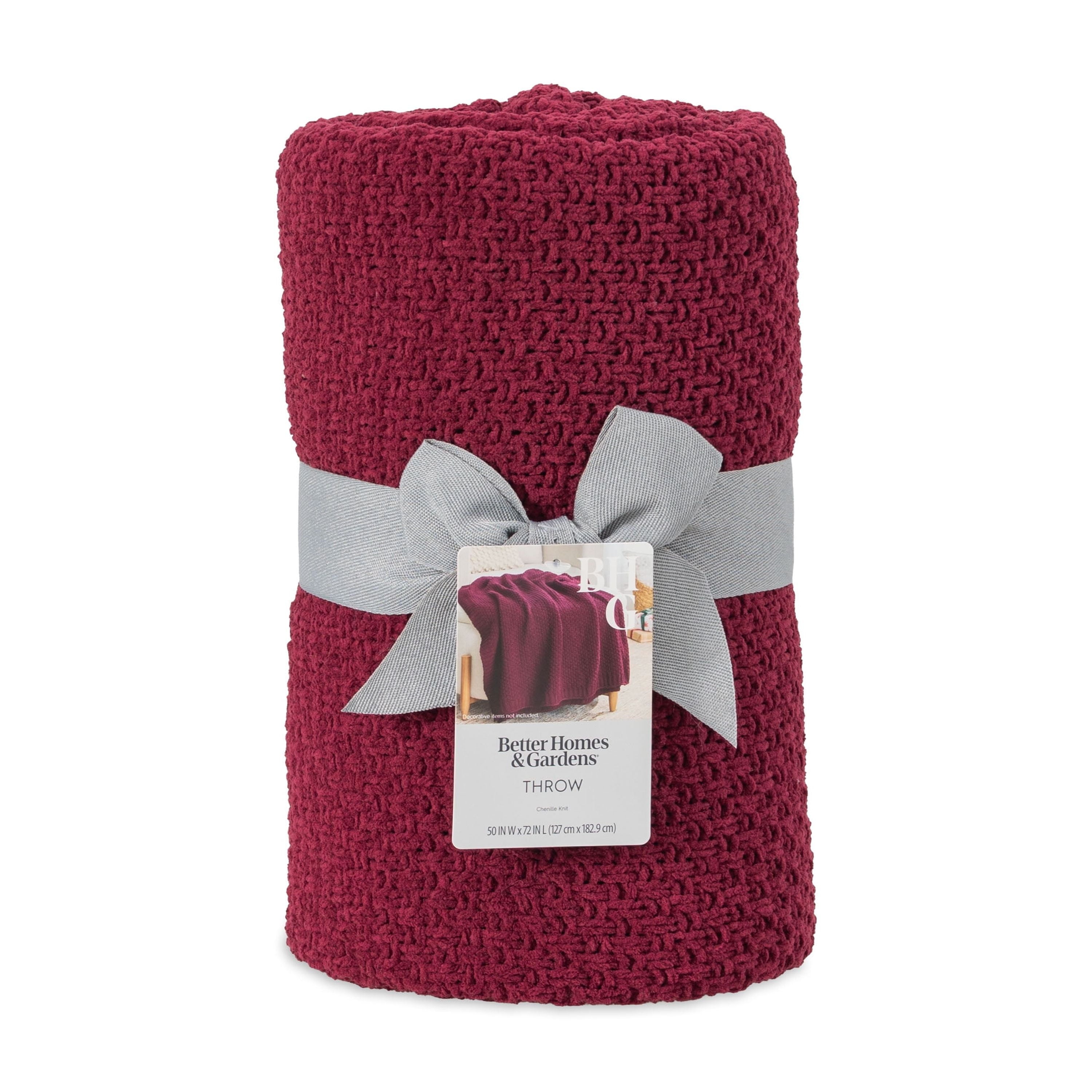 Decorative Knitted Chenille Knit Super Soft Oversized Throw Blanket, Merlot Wine - Cozy Fleece Throw Blanket for Couch & Bed Detail