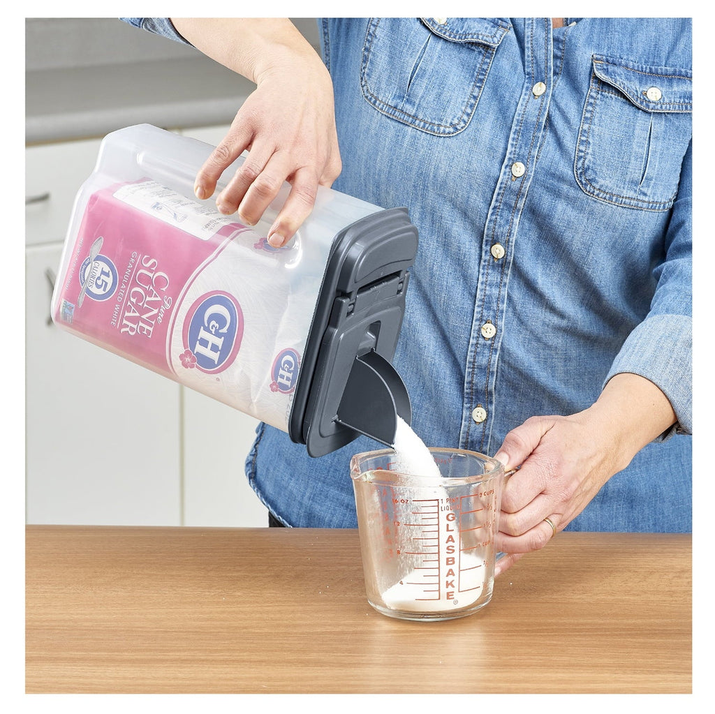 Playful Geometric 3.5 QT Plastic Food Dispenser, Clear with Gray Lid (1 Each) 7.5" L x 3.75" W x 9.25" H, Designed to Help wi... - Playful Star & Heart Shaped Geometric NeeDoh Detail