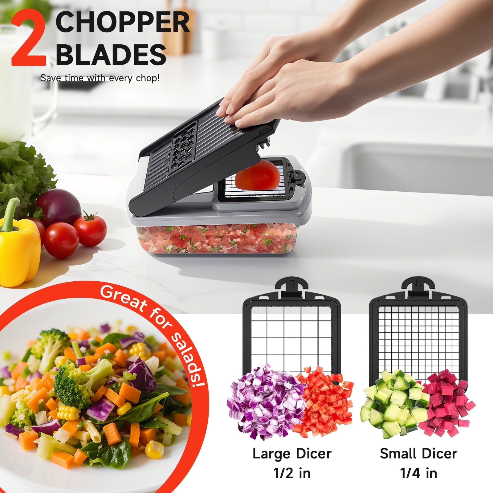 Ergonomic Manual Vegetable Chopper Food Slicer, 15 in 1 Multi-Function Food Chopper for Onion, Veggie, Cheese Grater, Vegetable... - Innovative Kitchen Helper for Modern Cooking Detail