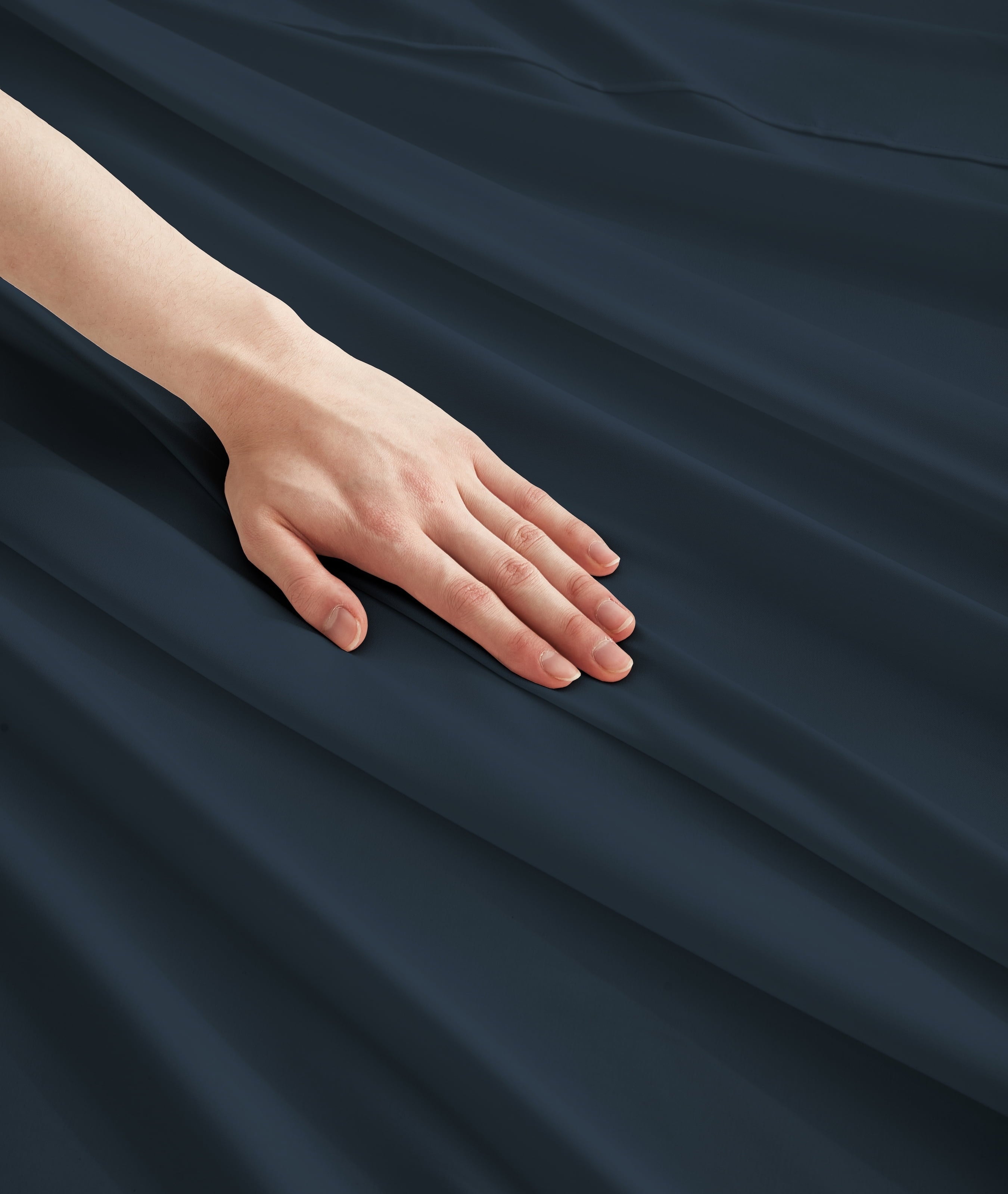 Wrinkle-Resistant 3-Piece Twin Sheet Set, Ultra-Soft 800 Thread Count Microfiber, Deep Pocket, Twin, Blue Indigo - Breathable Egyptian Cotton Flat & Fitted Sheets Detail