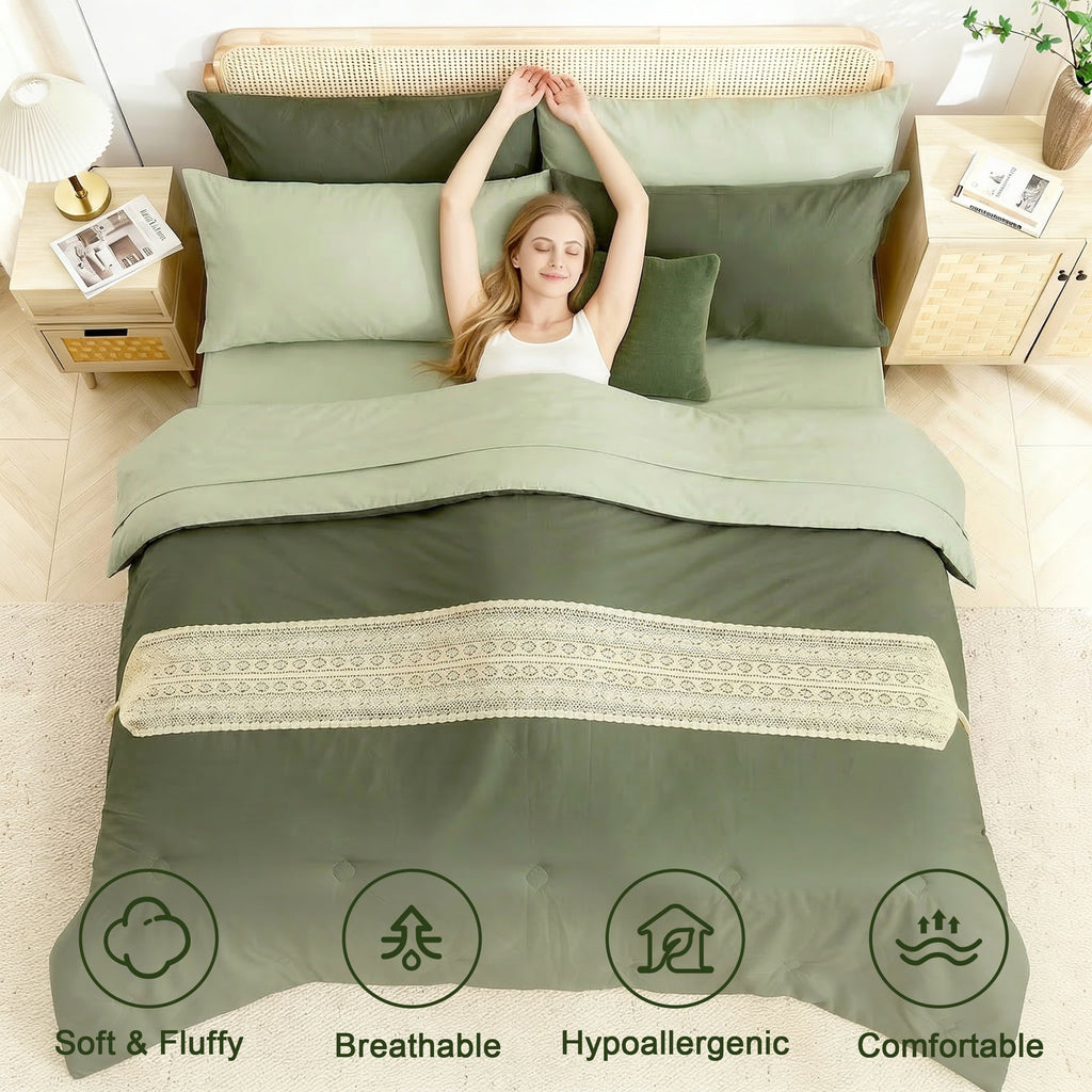 Luxurious Quilted 7 Pieces Comforter Set Queen，Bed in A bag，All Seasons Bedding sets with Comforter,Fitted Sheet,Flat Sheet,Pillowcases... - Luxurious Quilted Duvet Cover Set Detail
