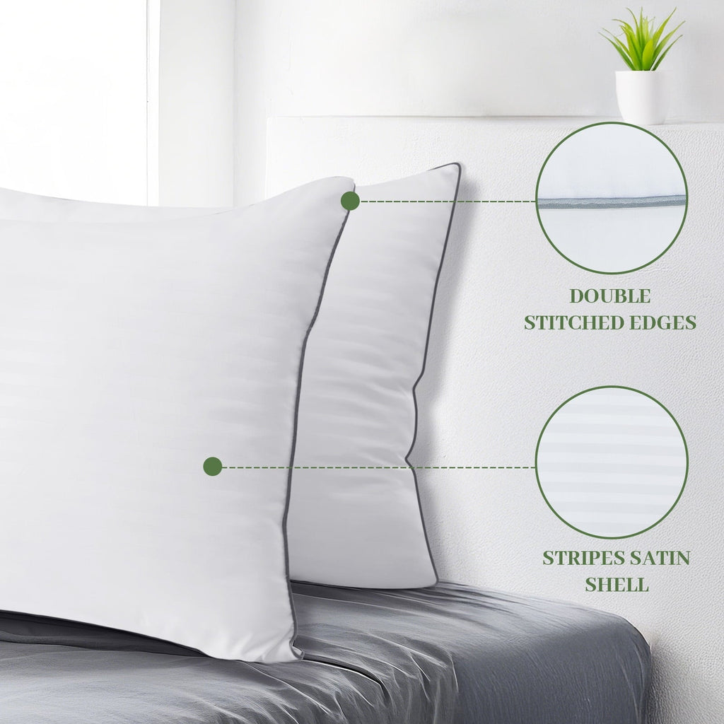 Decorative Plump Pillows Standard Size Set of 2, Hotel Quality, Down Alternative Gusseted Bed Pillows for Side, Back, And Stomach Slee... - Hotel Quality Plush Sleeping Pillows Detail