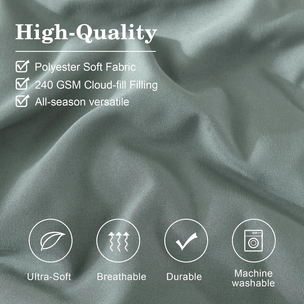 Fluffy Down Alternative 7-piece Bed in a Bag Comforter Set with Sheets,Sage Green,Full - Hypoallergenic Ultra-Fluffy Quilt for Winter Detail