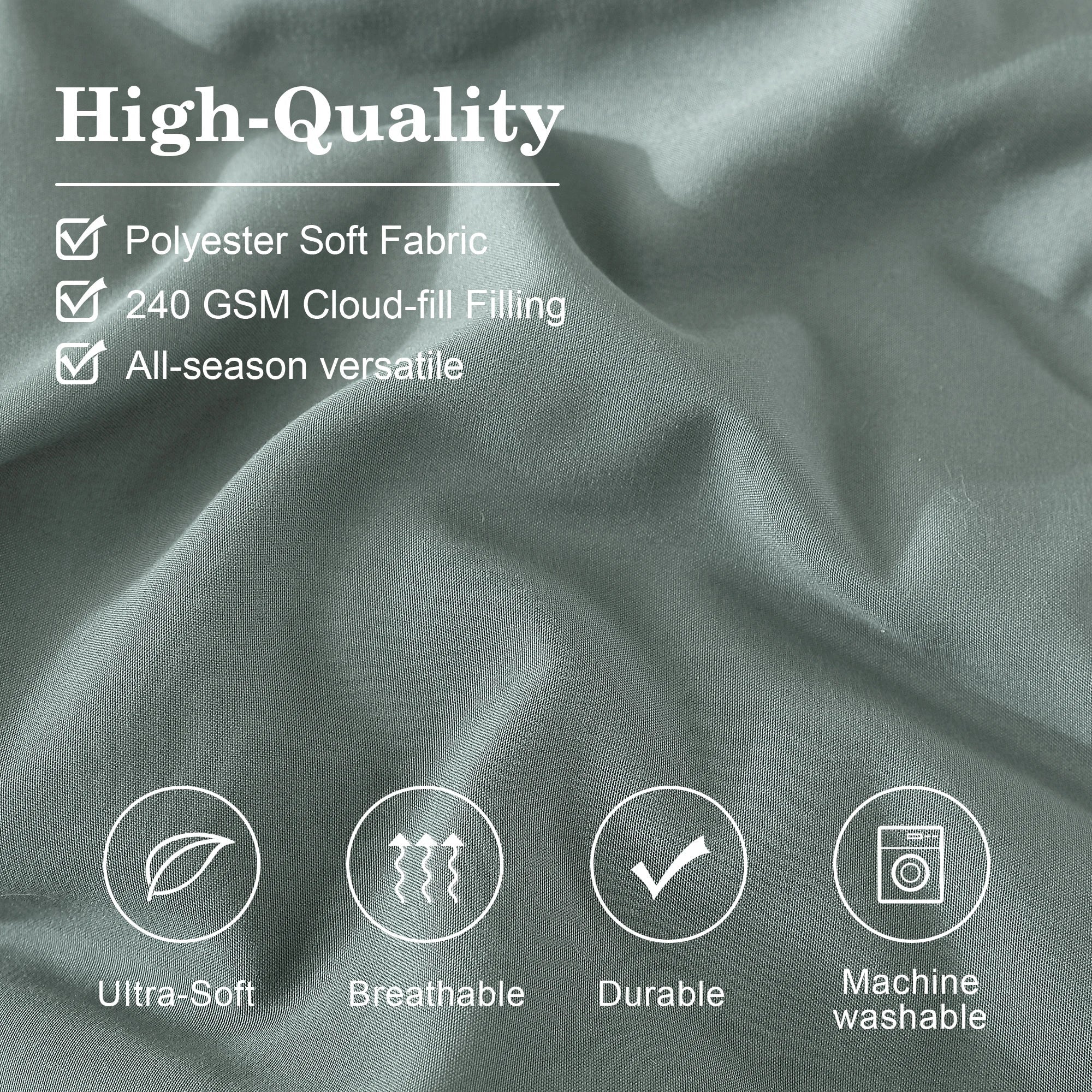 Fluffy Down Alternative 7-piece Bed in a Bag Comforter Set with Sheets,Sage Green,Full - Hypoallergenic Ultra-Fluffy Quilt for Winter Detail