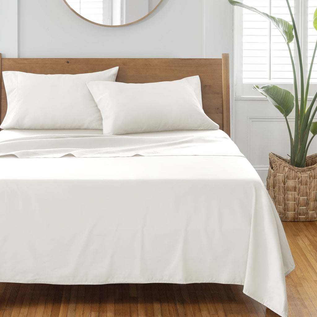 Breathable Luxury 4-Piece 400 Thread Count Vanilla Dream Performance Bed Sheet Set, King - Luxury Bed Sheet Set with Deep Pockets Detail